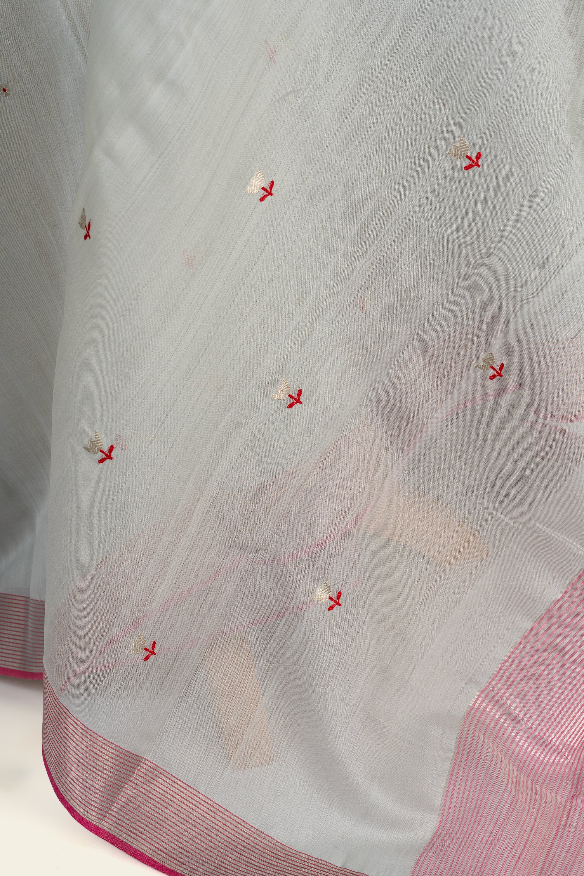 Light Grey Chanderi Silk Cotton Saree