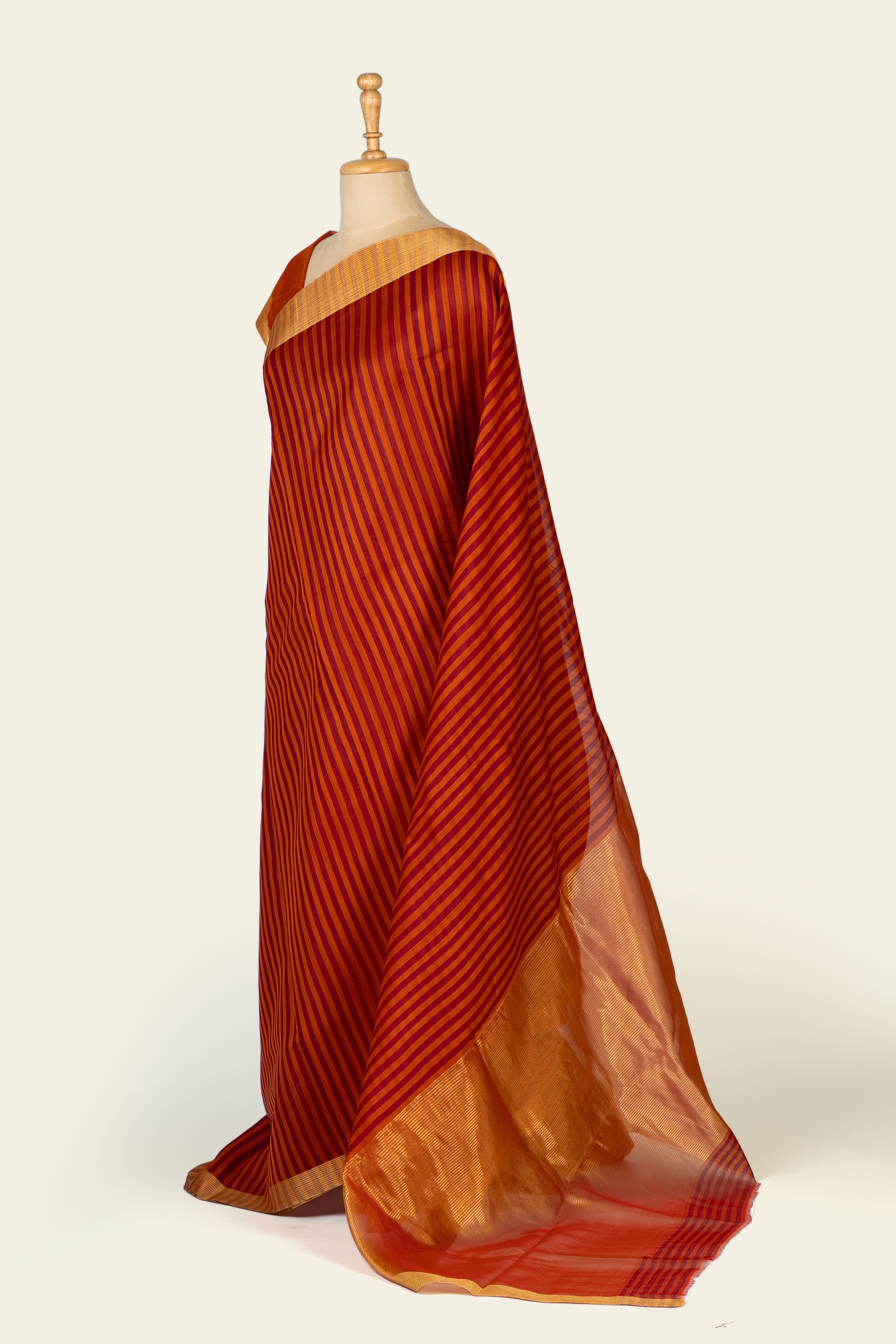Rust Orange Chanderi Silk Saree
