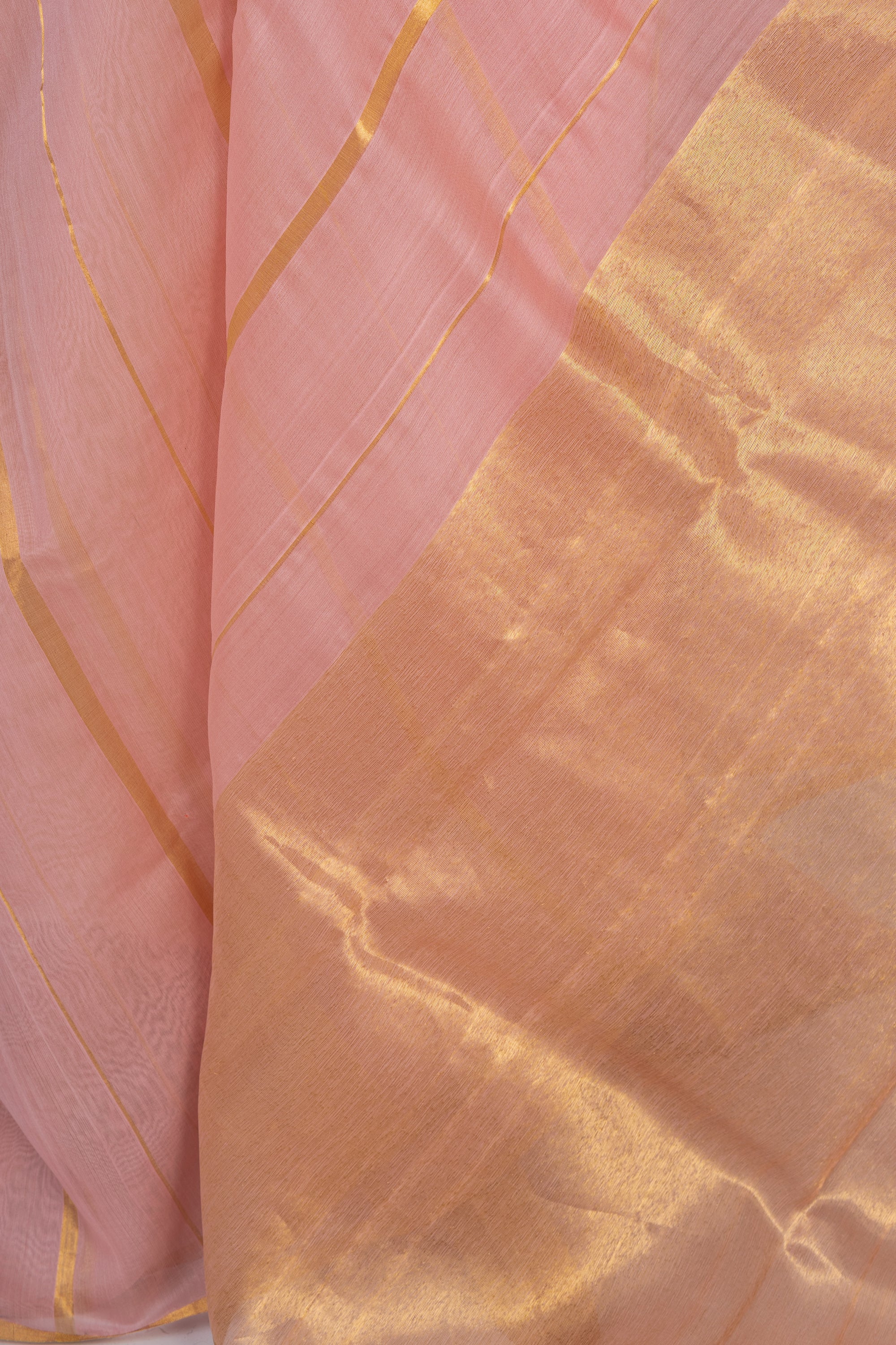 Soft Pink Stripe Chanderi Silk Cotton Saree