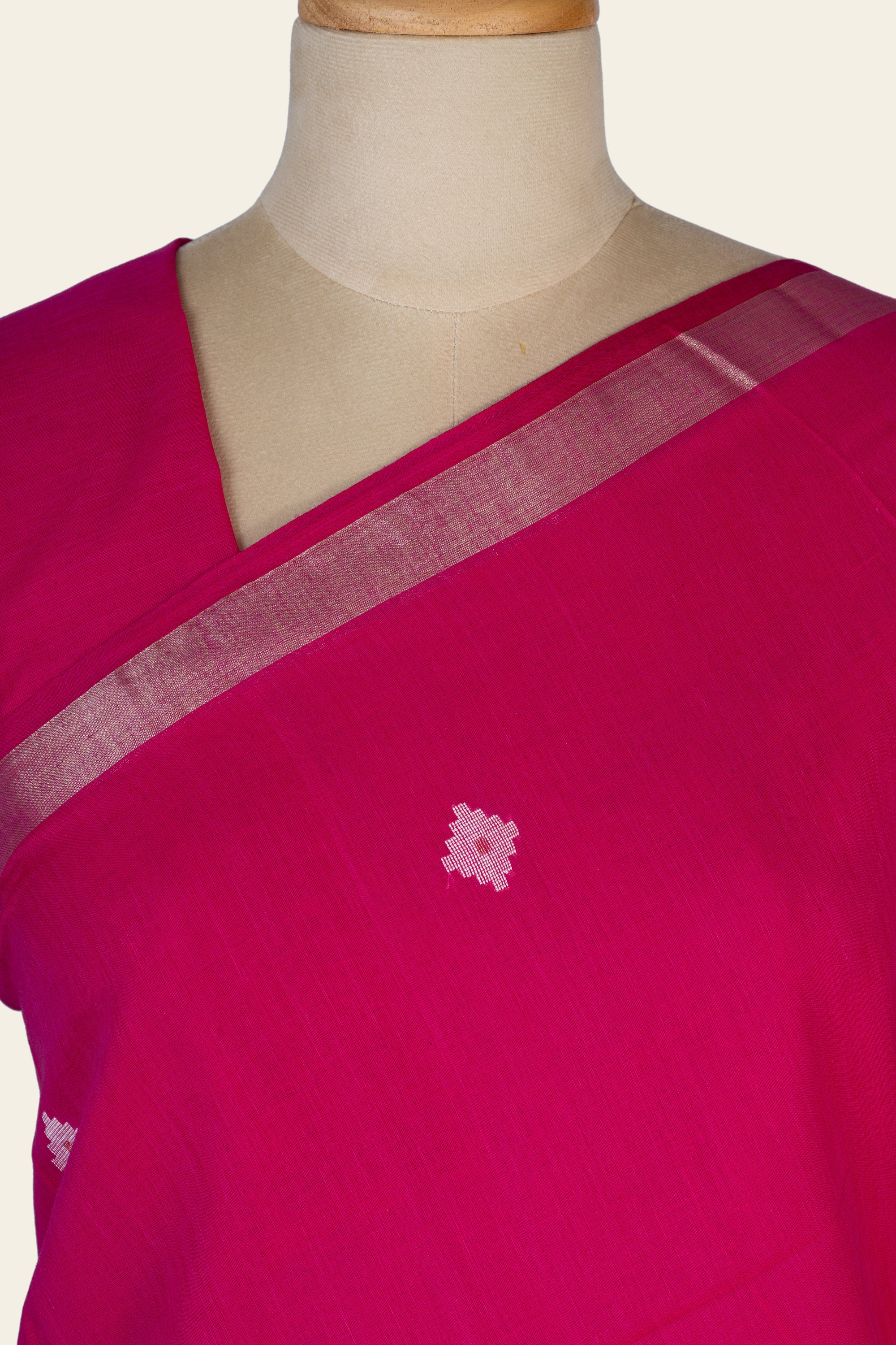 Fuchsia Pink Handwoven Bengal Cotton Saree