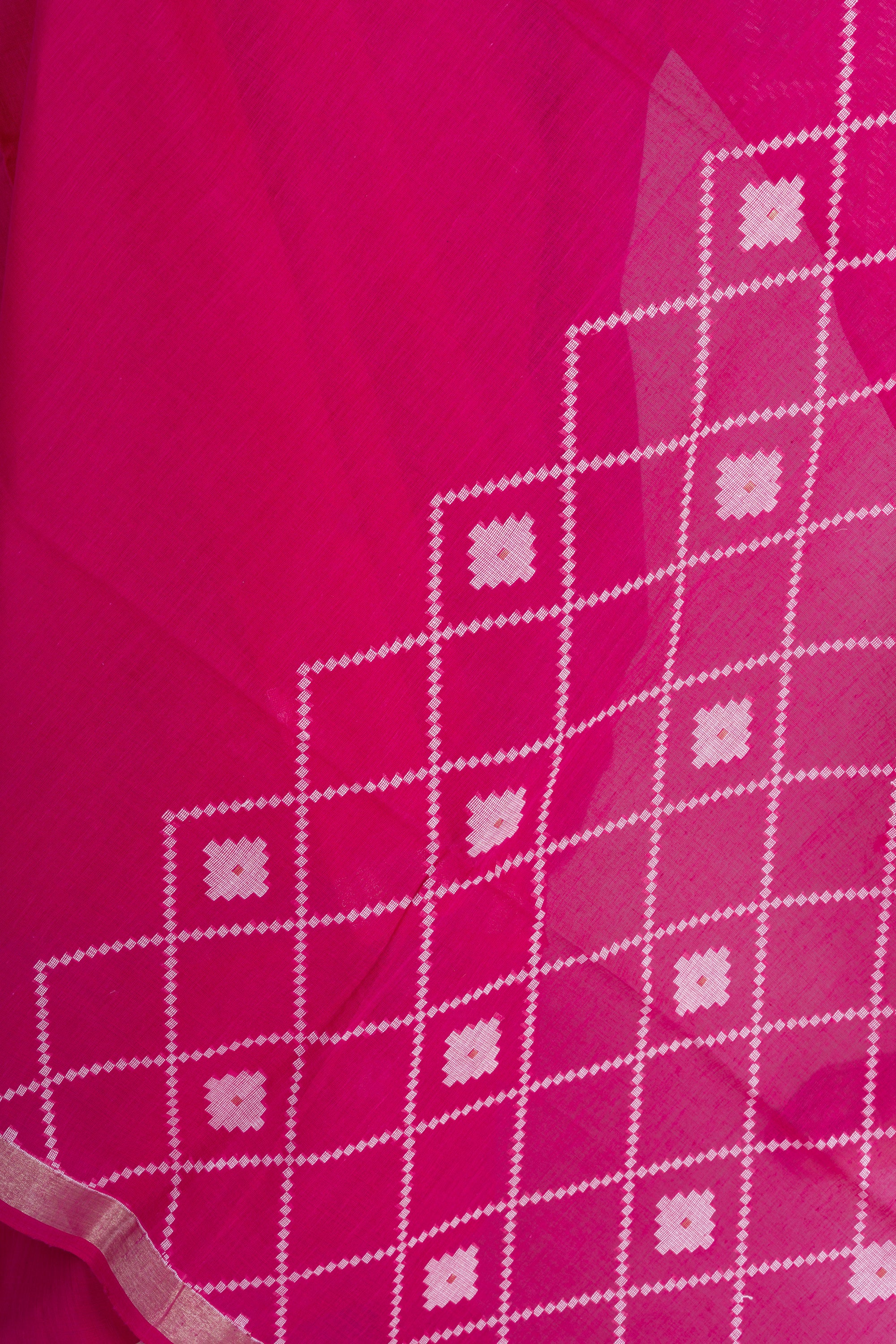 Fuchsia Pink Handwoven Bengal Cotton Saree