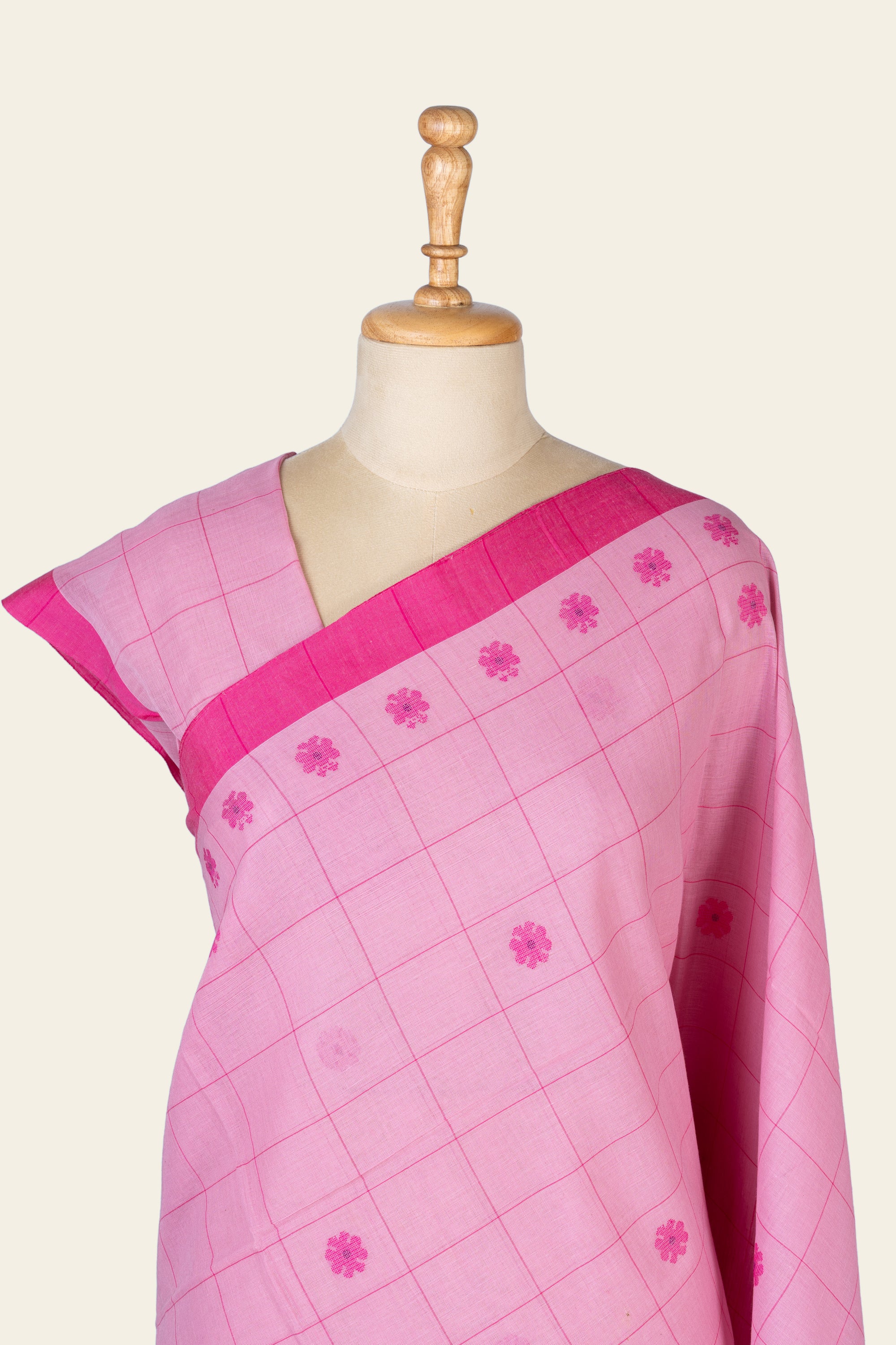 Dusty Pink Handwoven Bengal Cotton Jamdani Saree