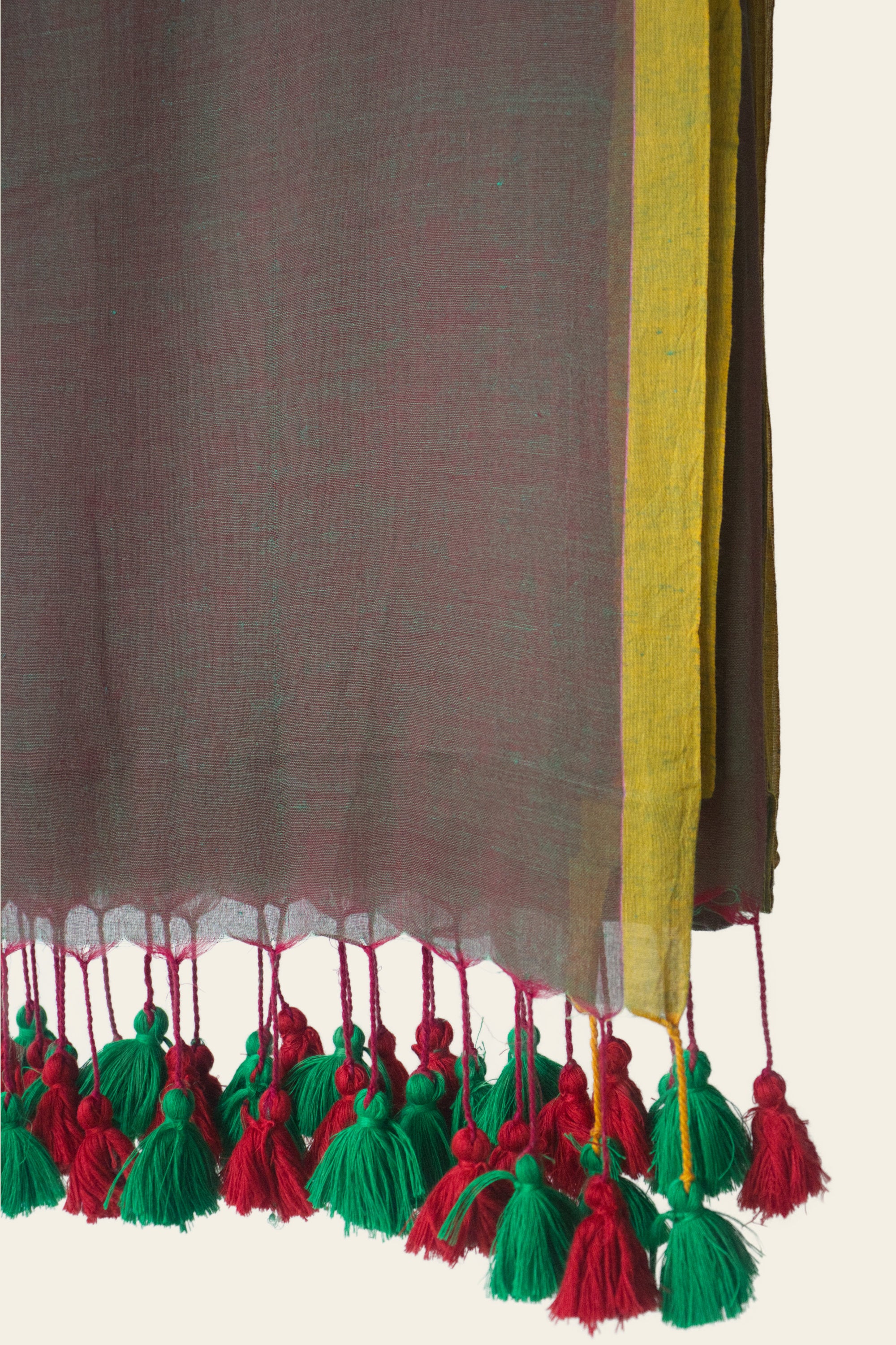 Green and Red Dual Shade Bengal Mulmul Cotton Saree