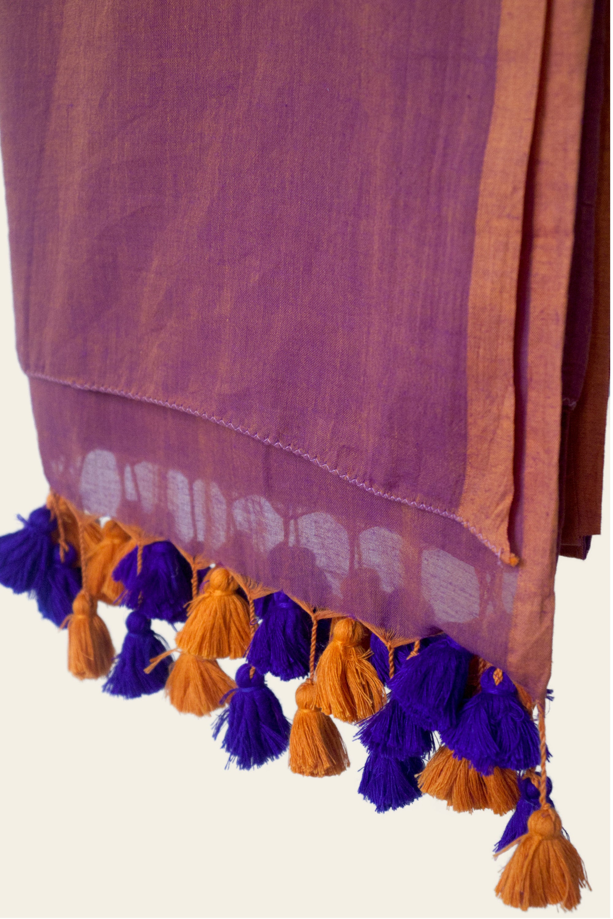 Blue and Orange Dual Shade Bengal Mulmul Cotton Saree