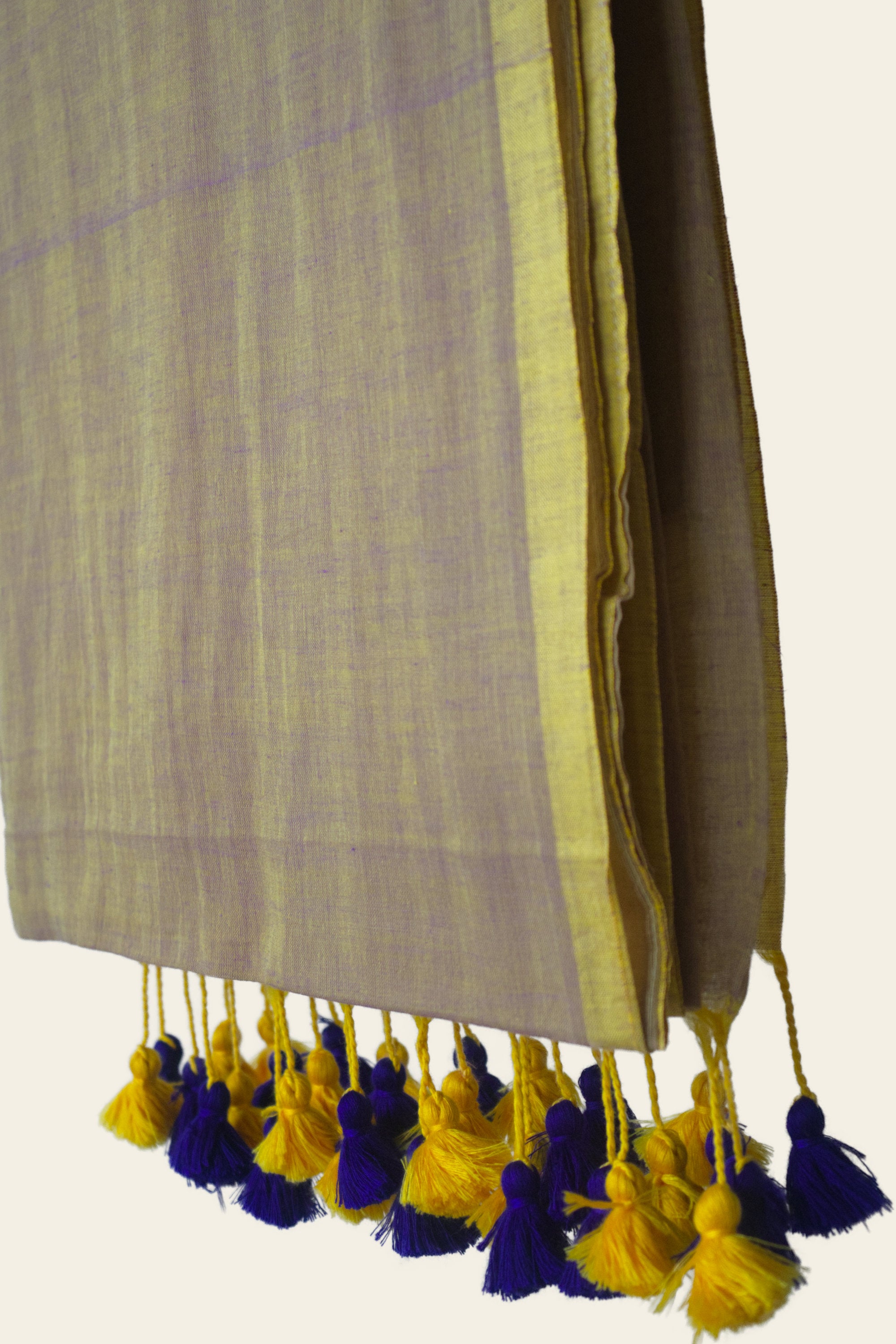 Yellow and Blue Dual Shade Bengal Mulmul Cotton Saree
