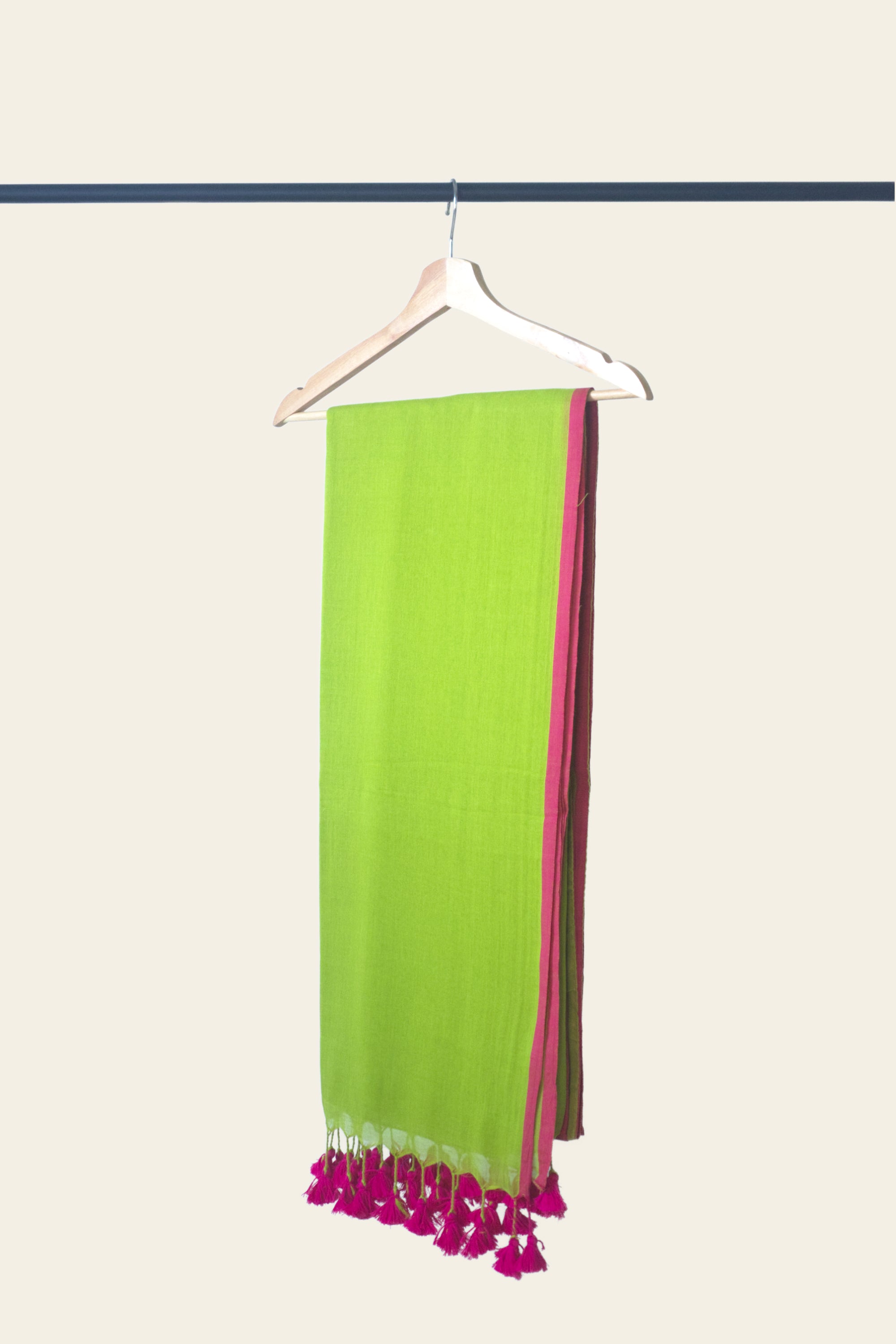 Neon Green Bengal Mulmul Cotton Saree