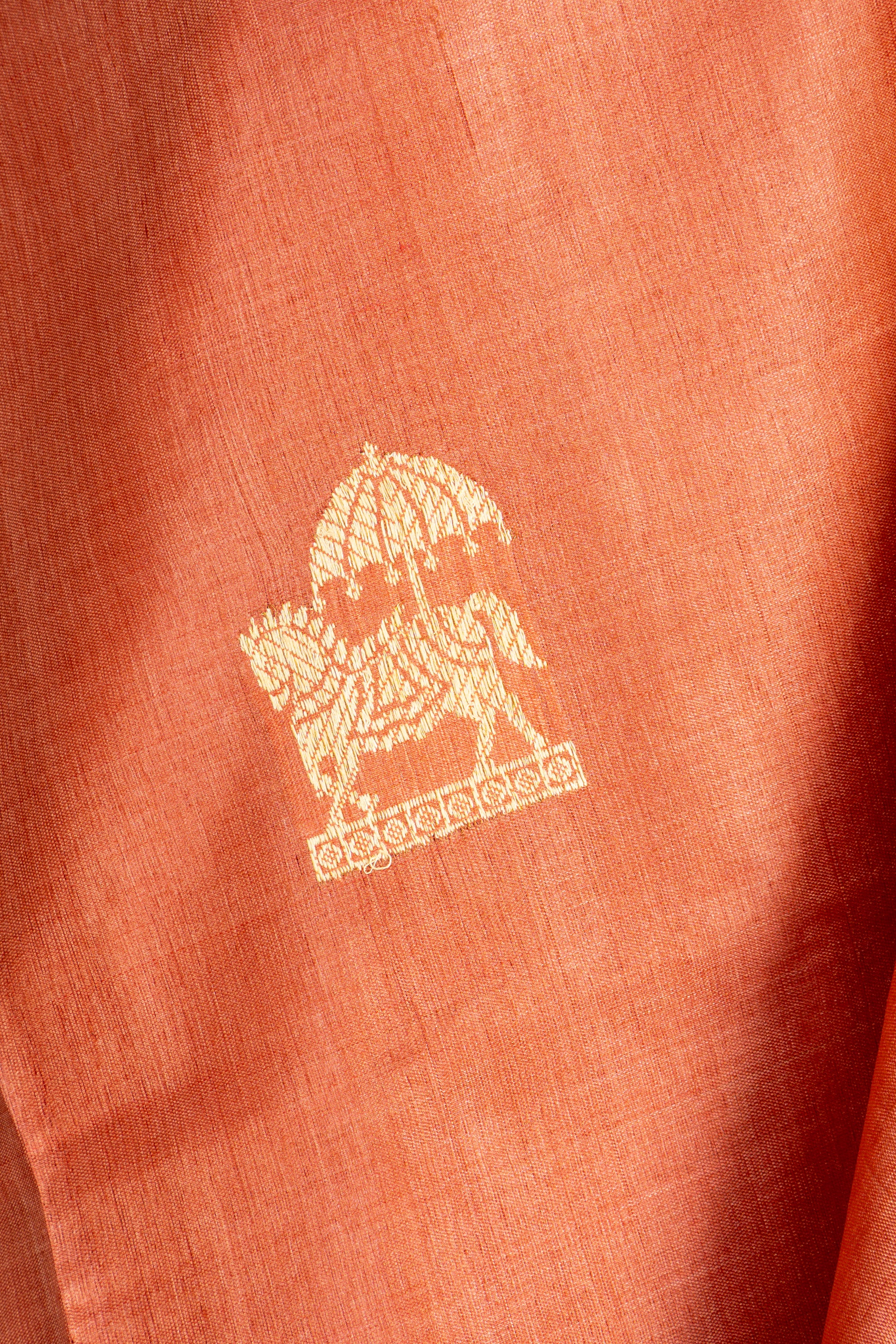 Burnt Orange Chhattisgarh Pure Tussar Silk Saree