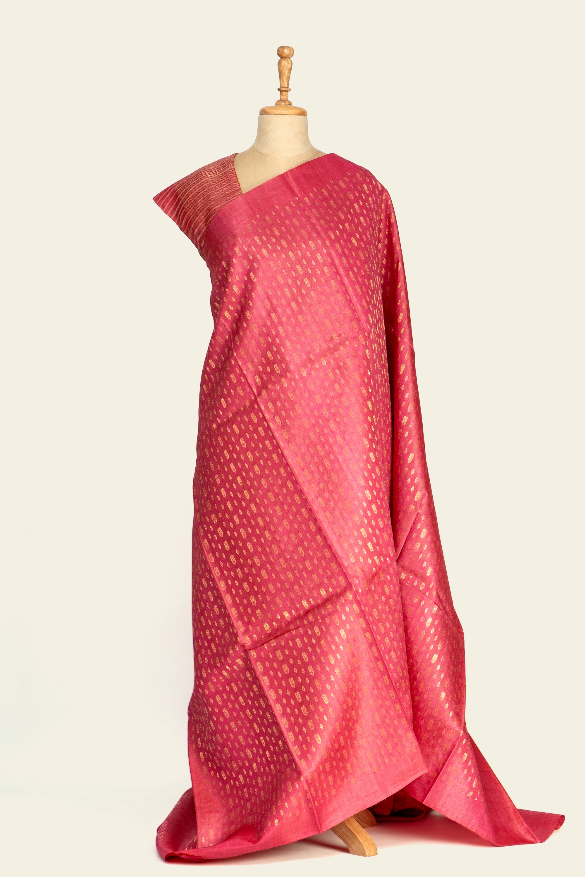 Bright Pink Chhattisgarh Pure Tussar Silk Saree