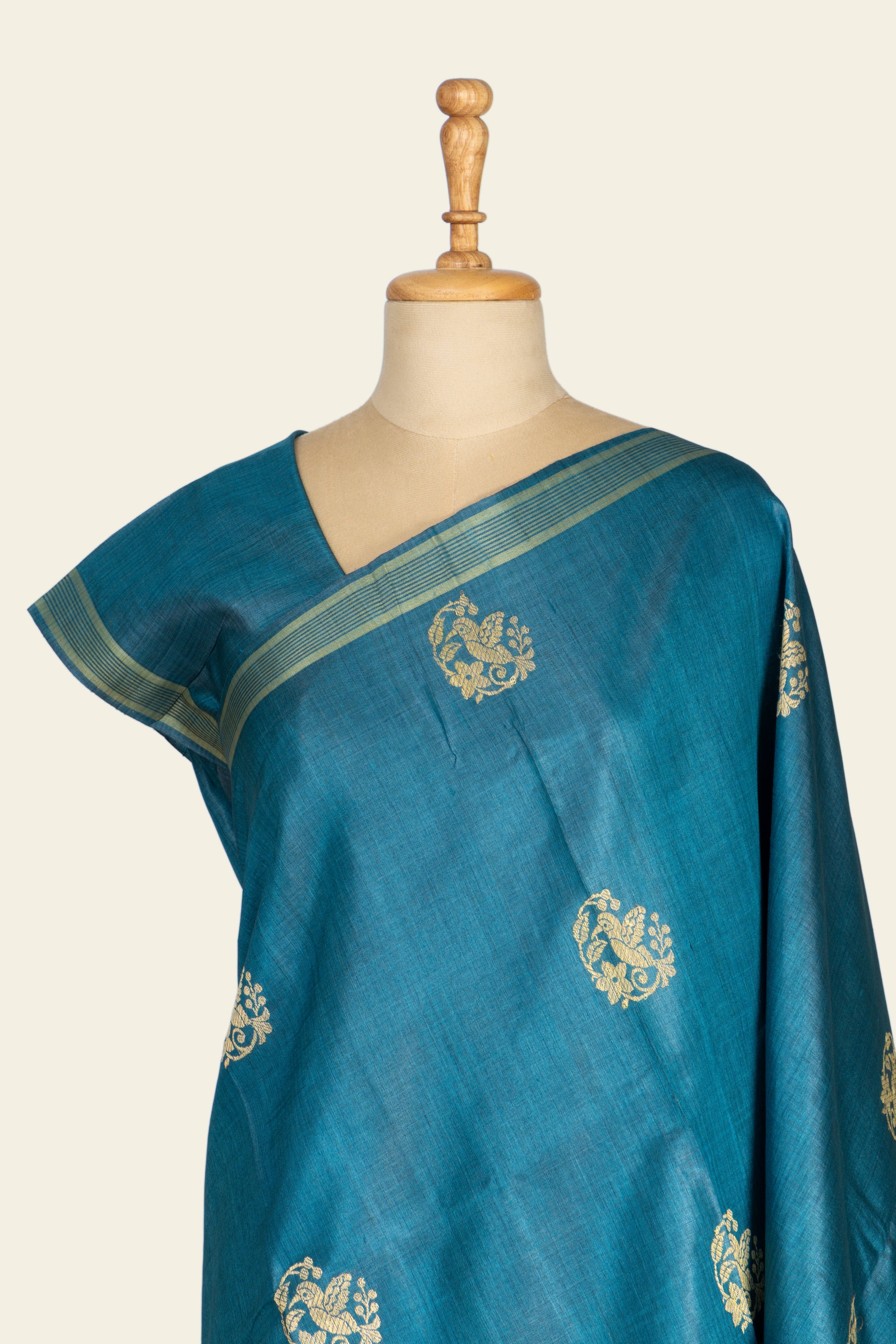 Cobalt Blue Chhattisgarh Pure Tussar Silk Saree