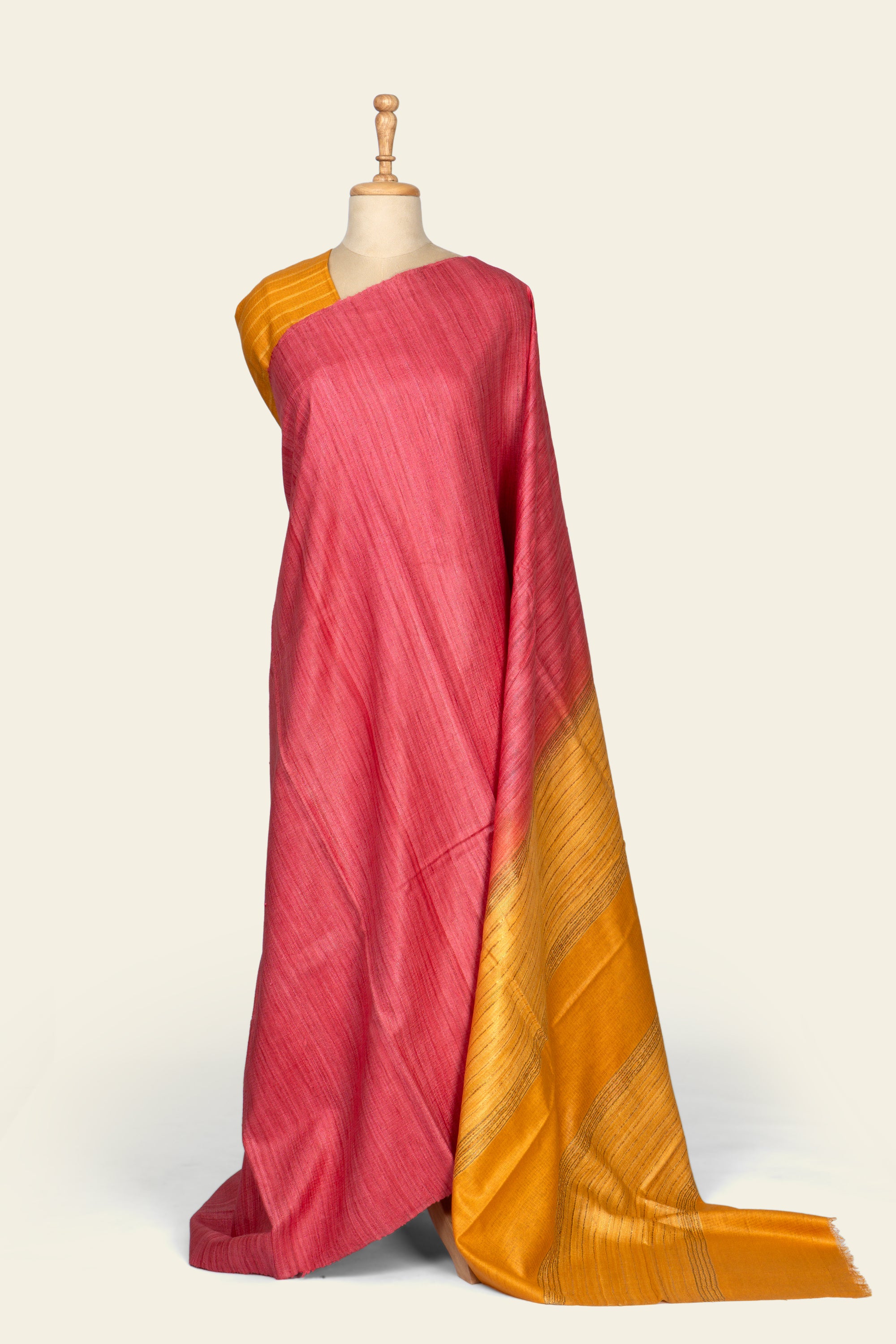 Pink Chhatisgarh Ghicha Tussar Silk Saree