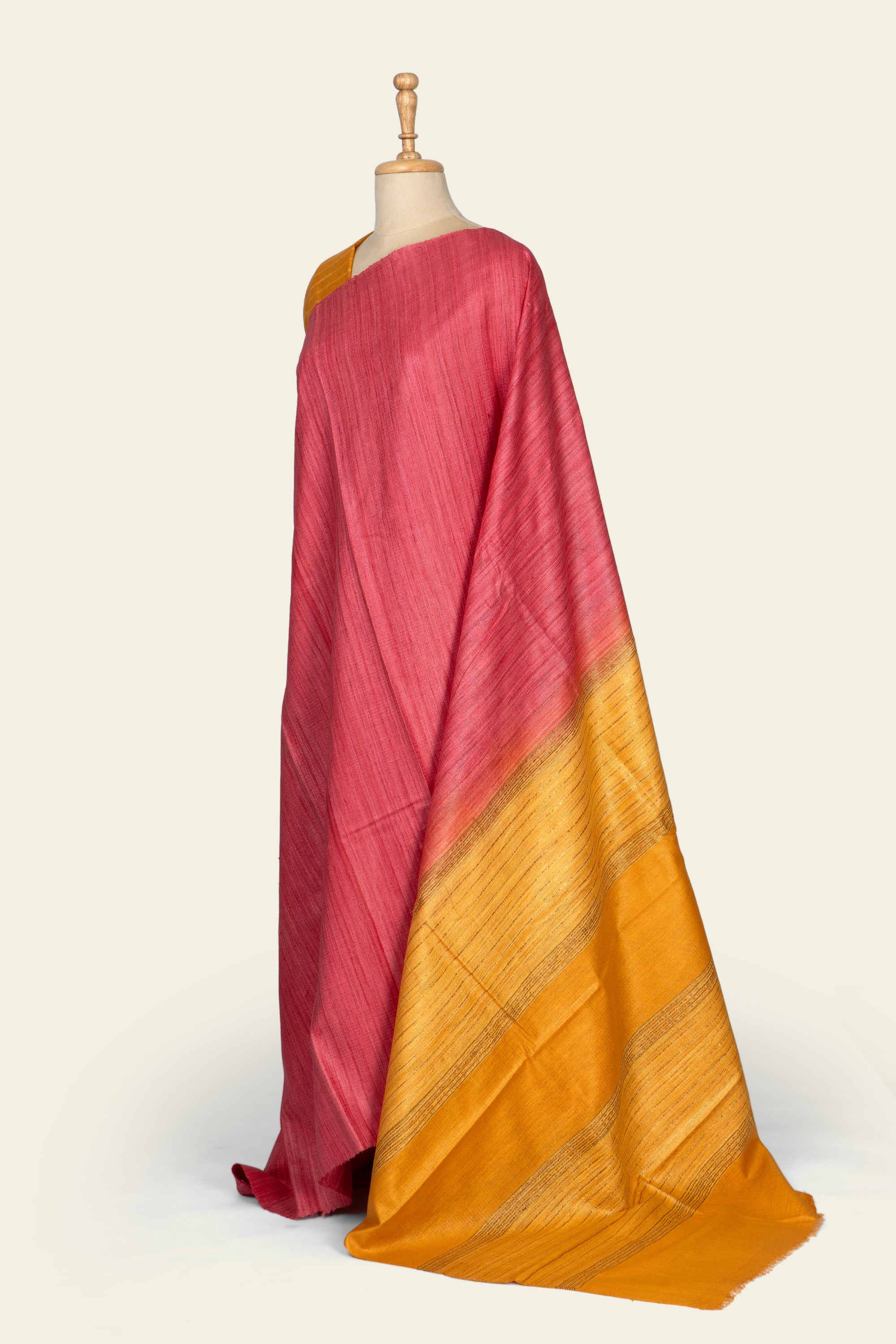 Pink Chhatisgarh Ghicha Tussar Silk Saree