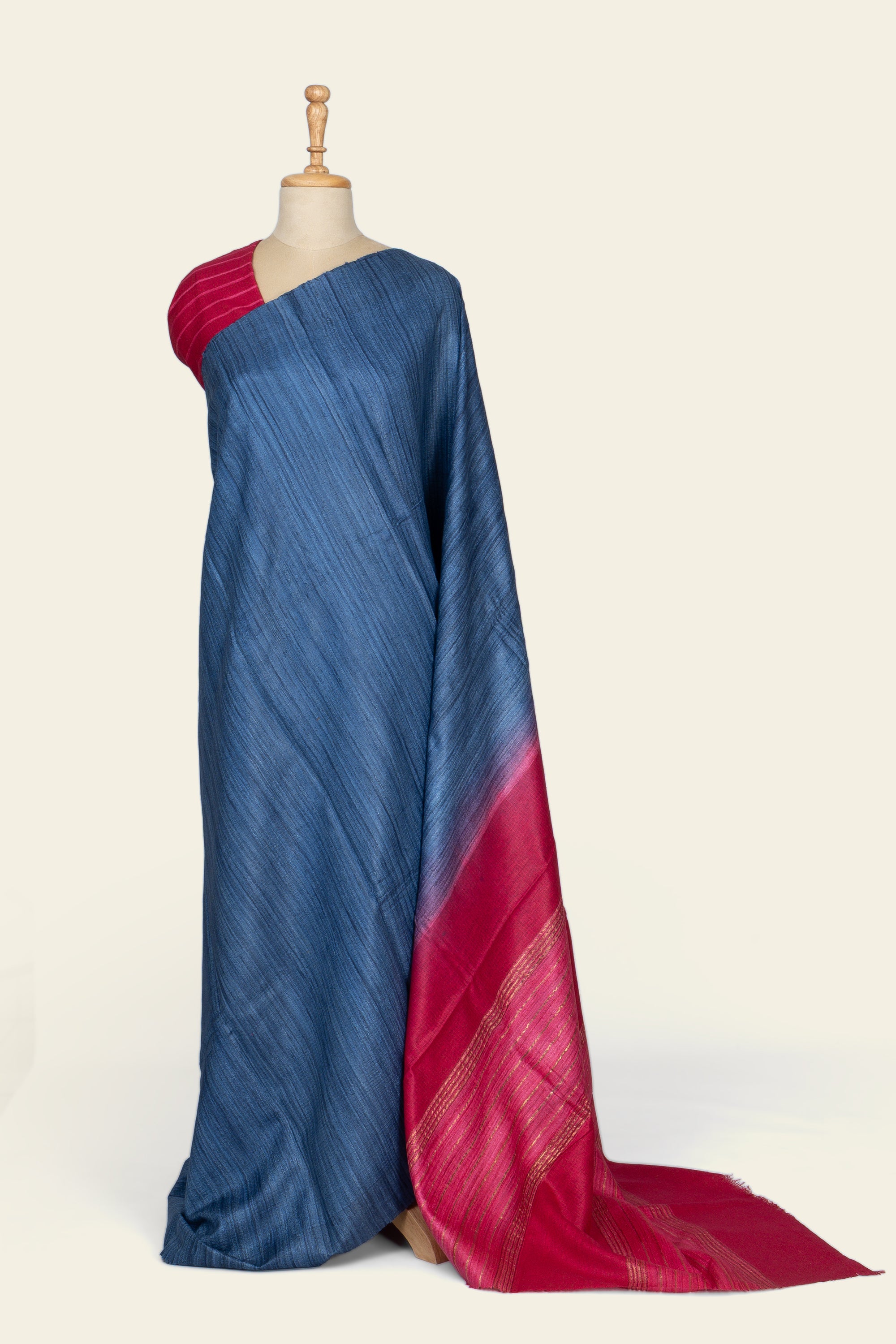 Blue Chhatisgarh Ghicha Tussar Silk Saree