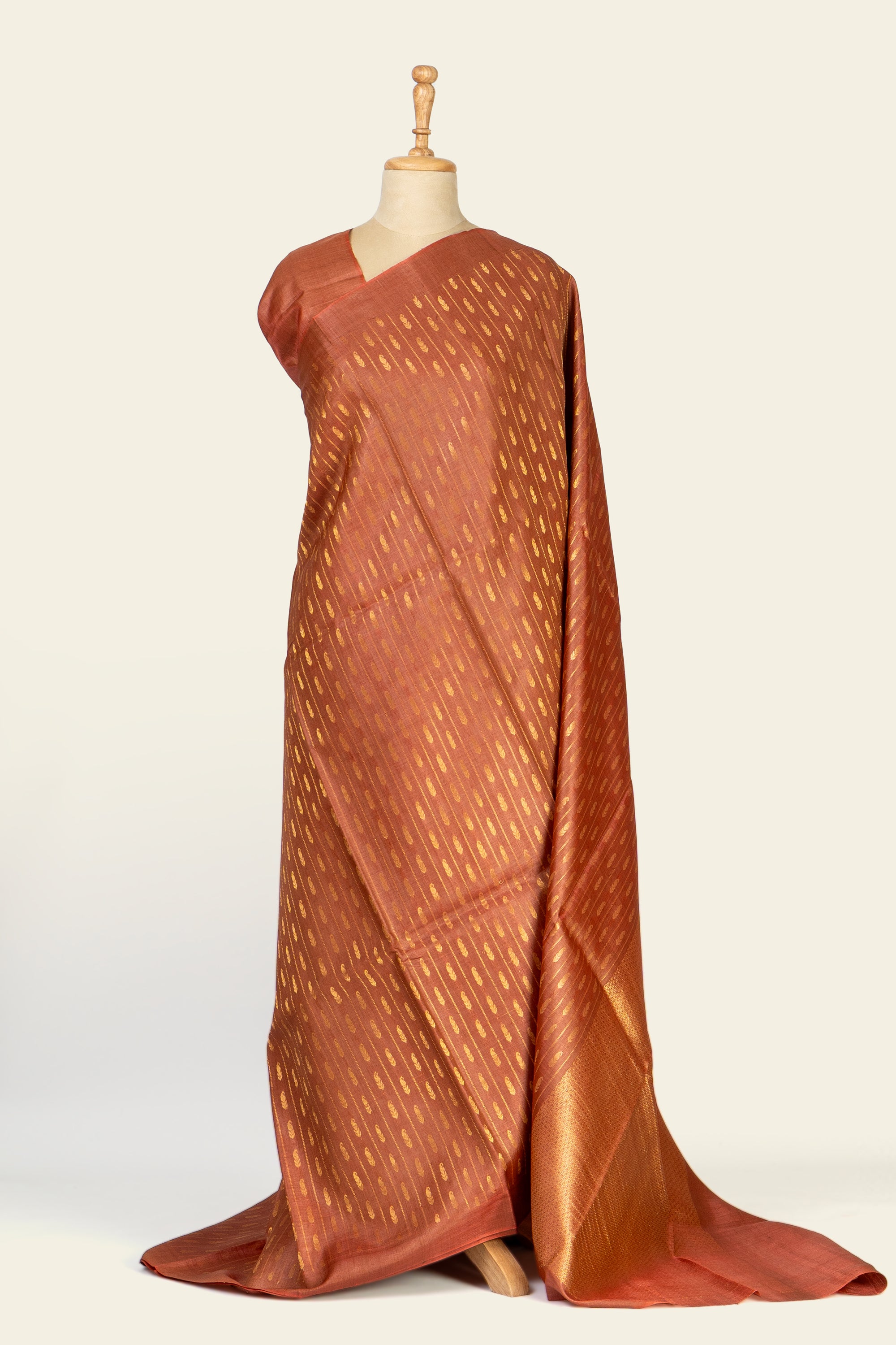 Rust Orange Chhattisgarh Pure Tussar Silk Saree