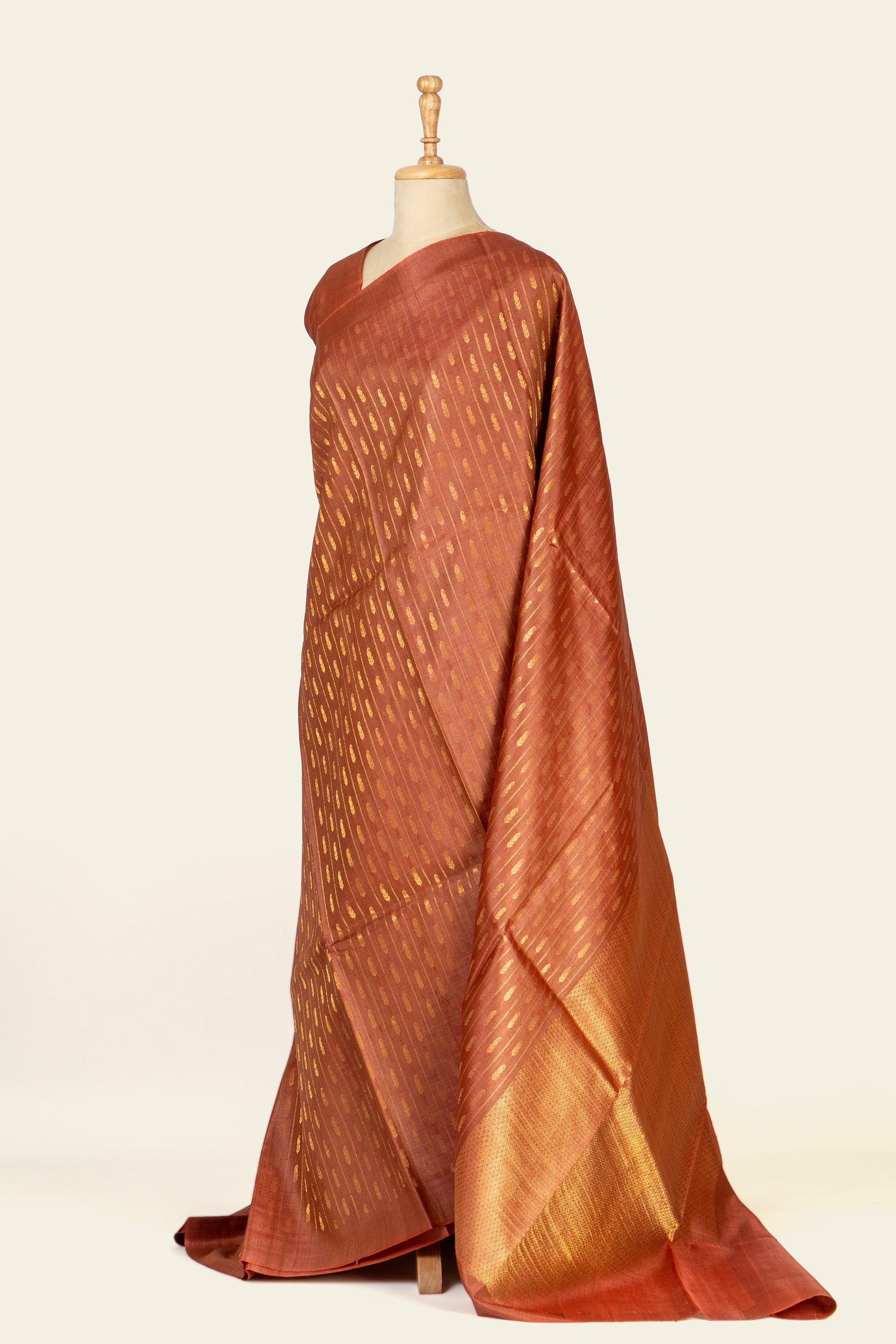 Rust Orange Chhattisgarh Pure Tussar Silk Saree
