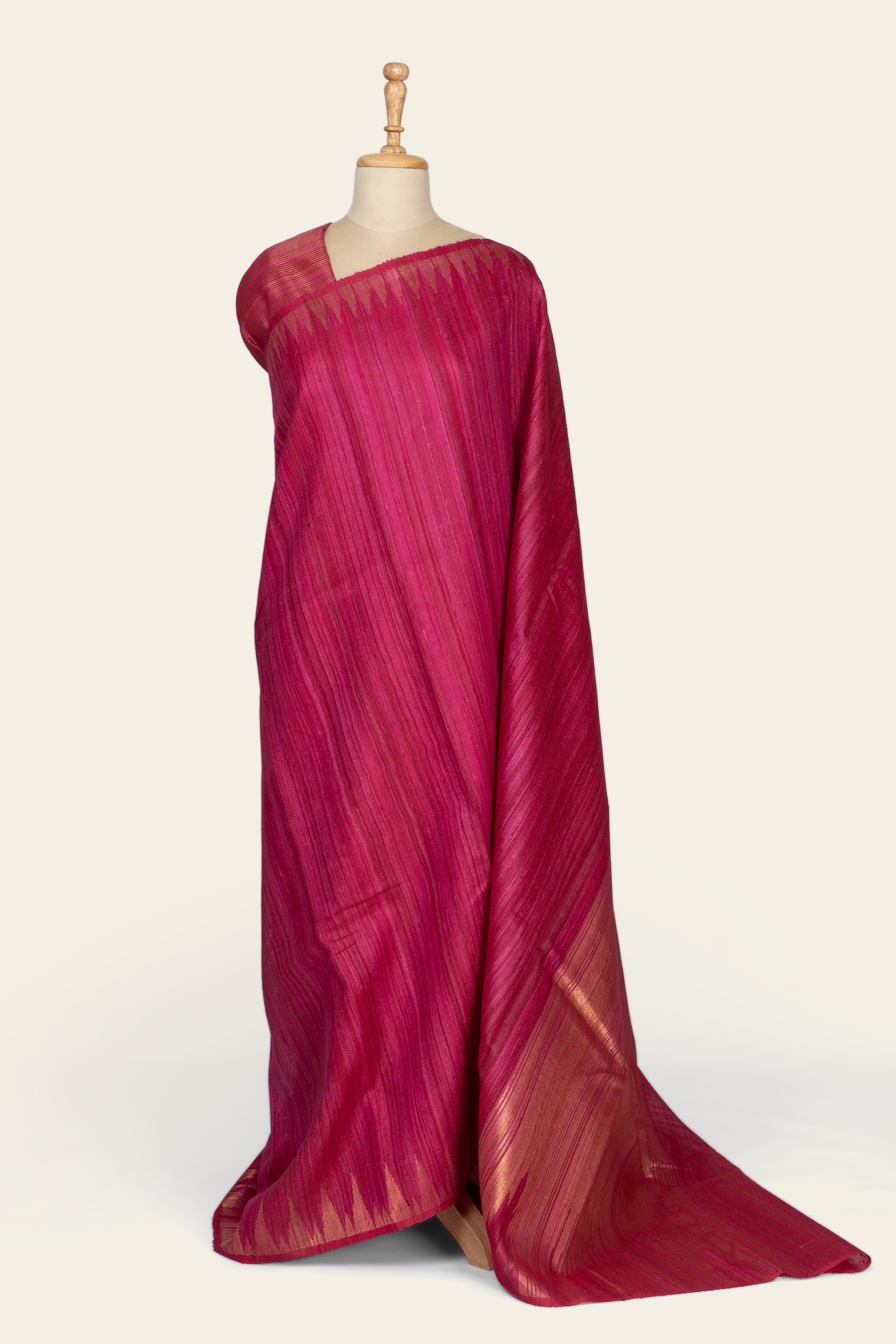 Dark Pink Chattissgarh Ghicha Tussar Silk Saree