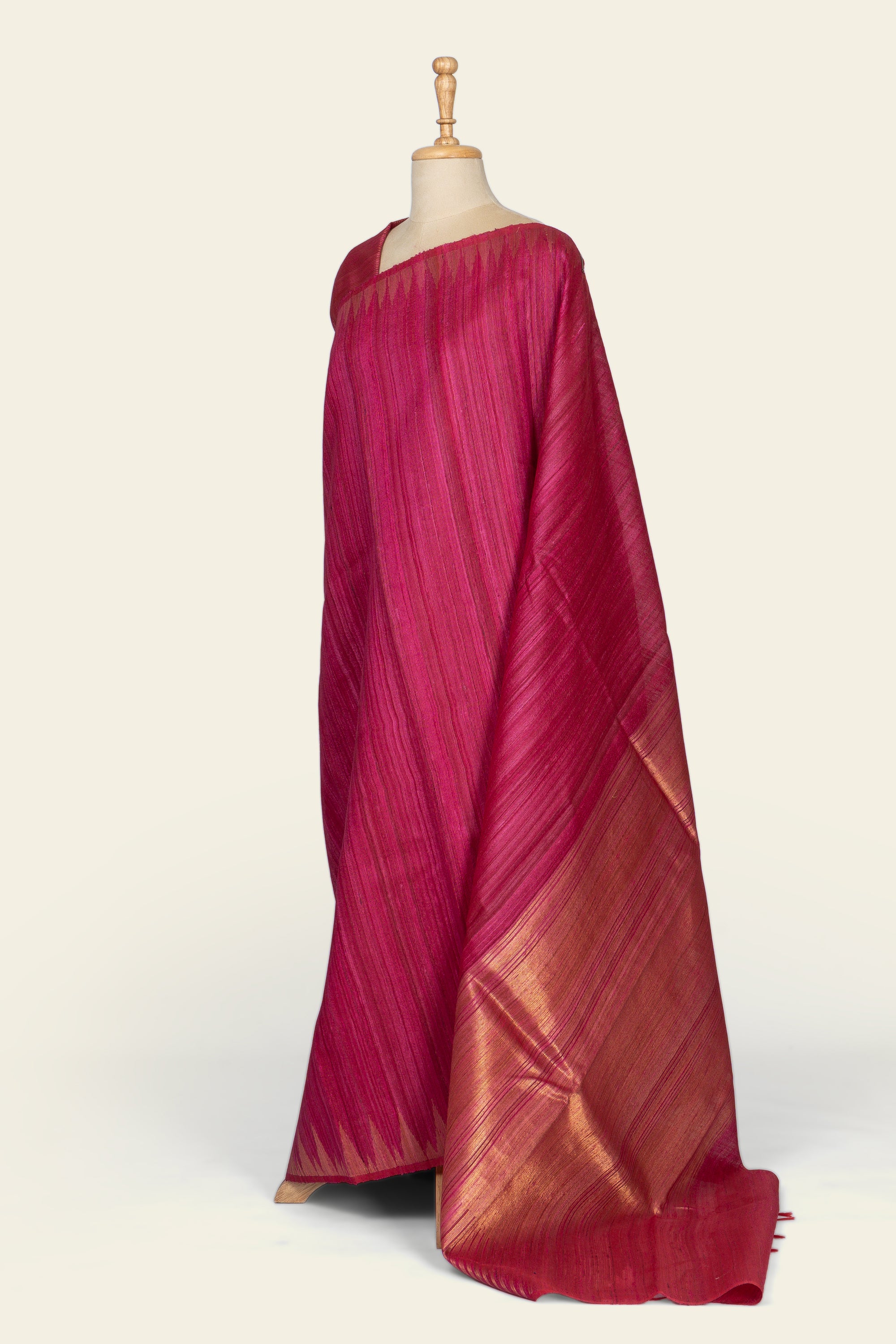 Dark Pink Chattissgarh Ghicha Tussar Silk Saree