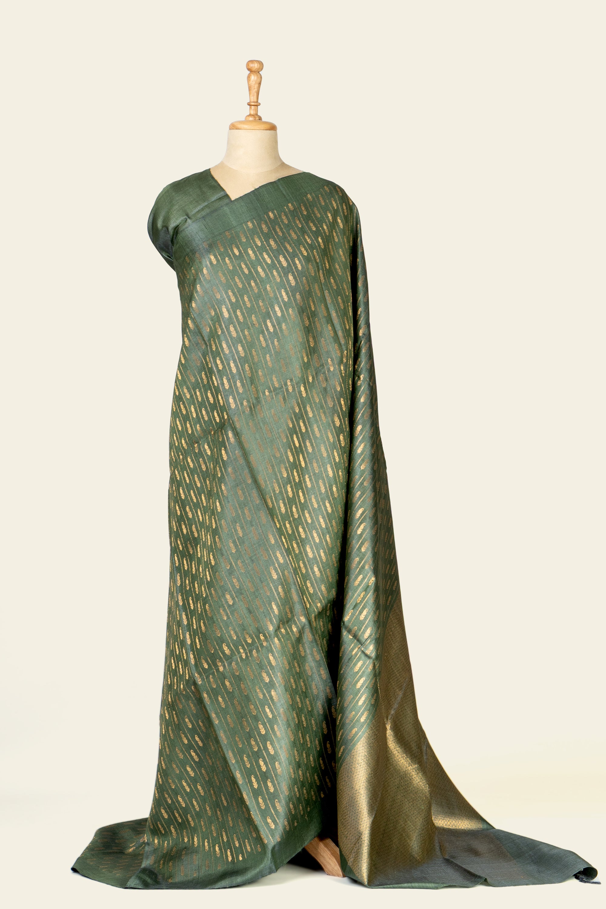 Mango leaf Green Chhattisgarh Pure Tussar Silk Saree