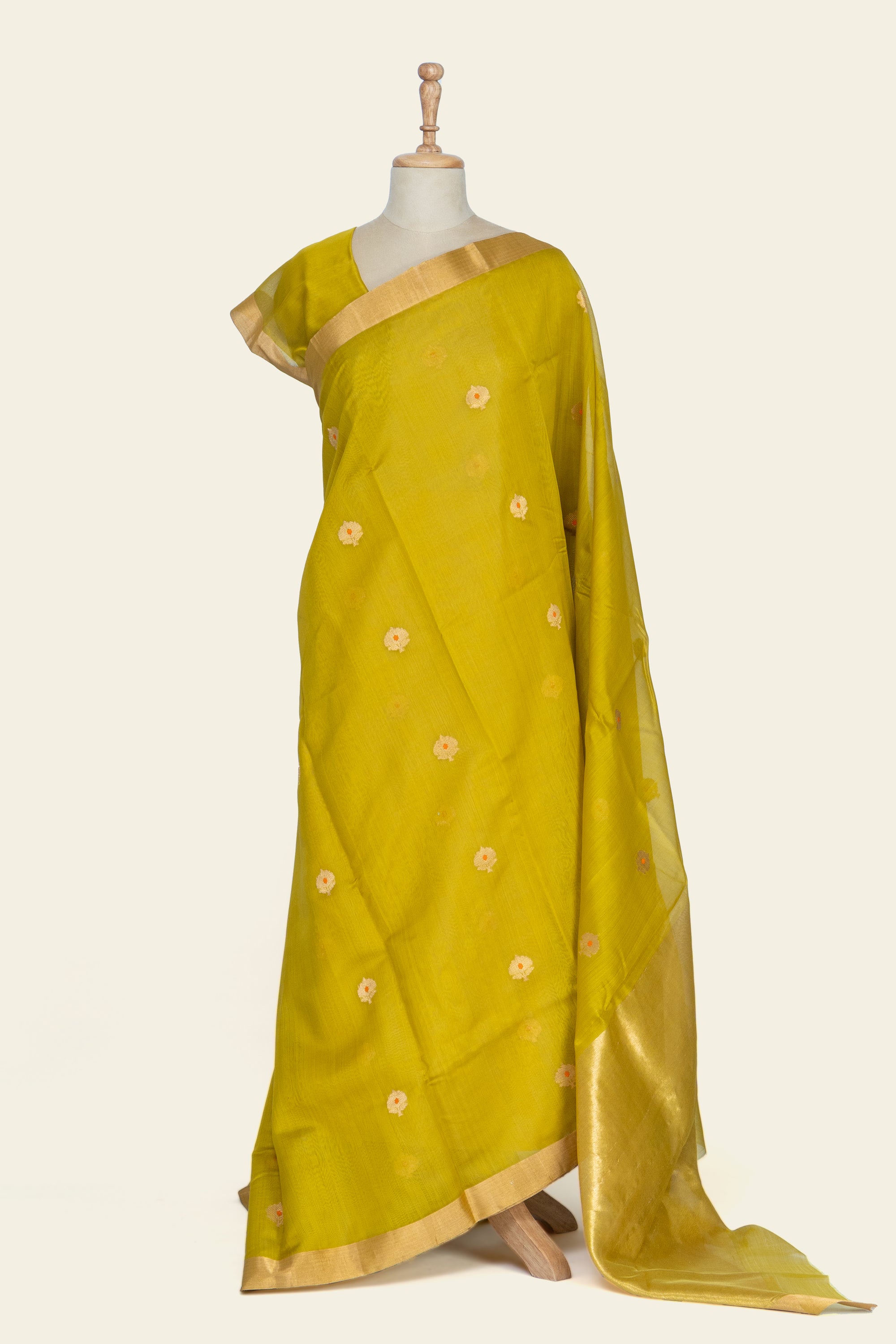 Mehendi Green Chanderi Silk Cotton Saree