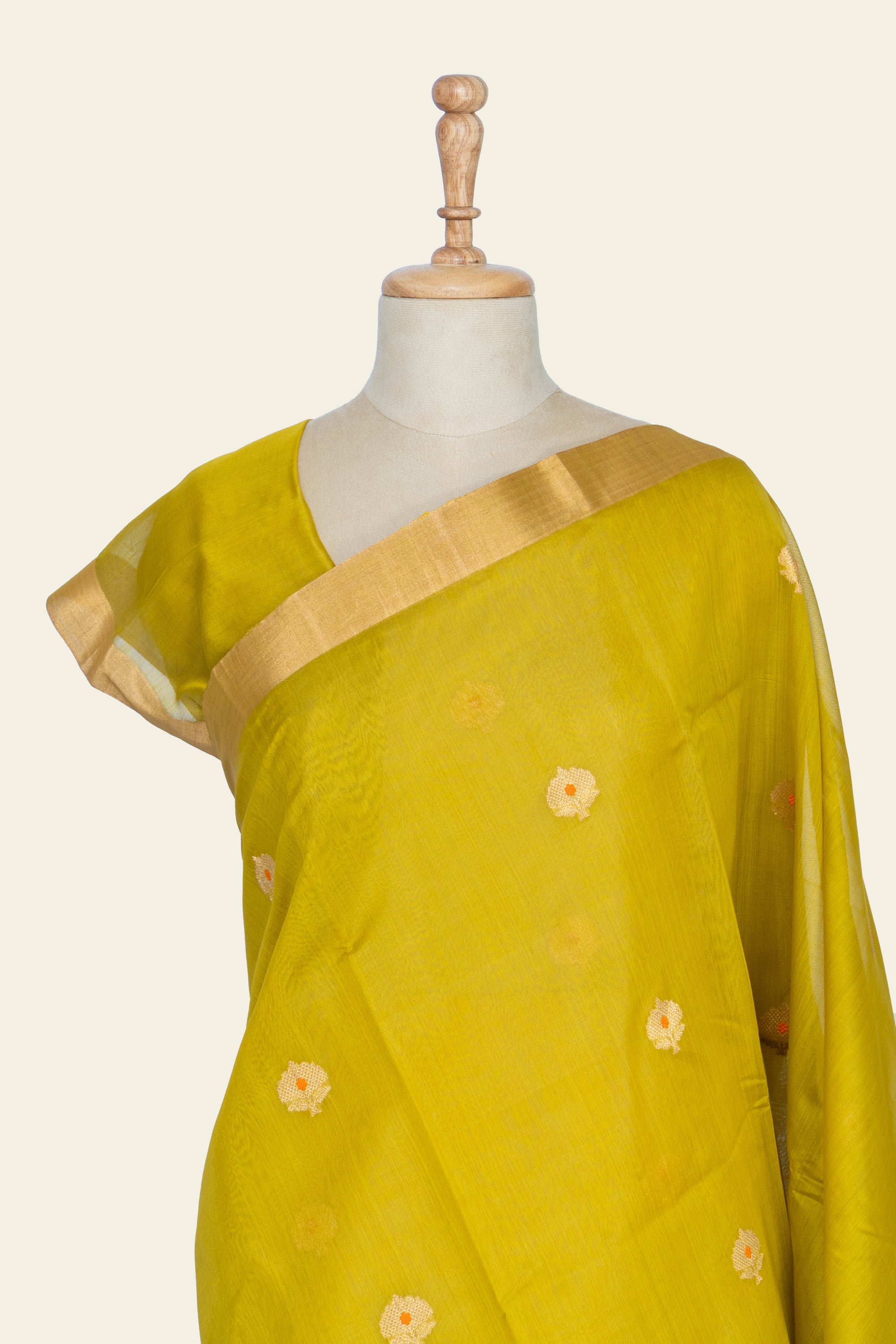 Mehendi Green Chanderi Silk Cotton Saree