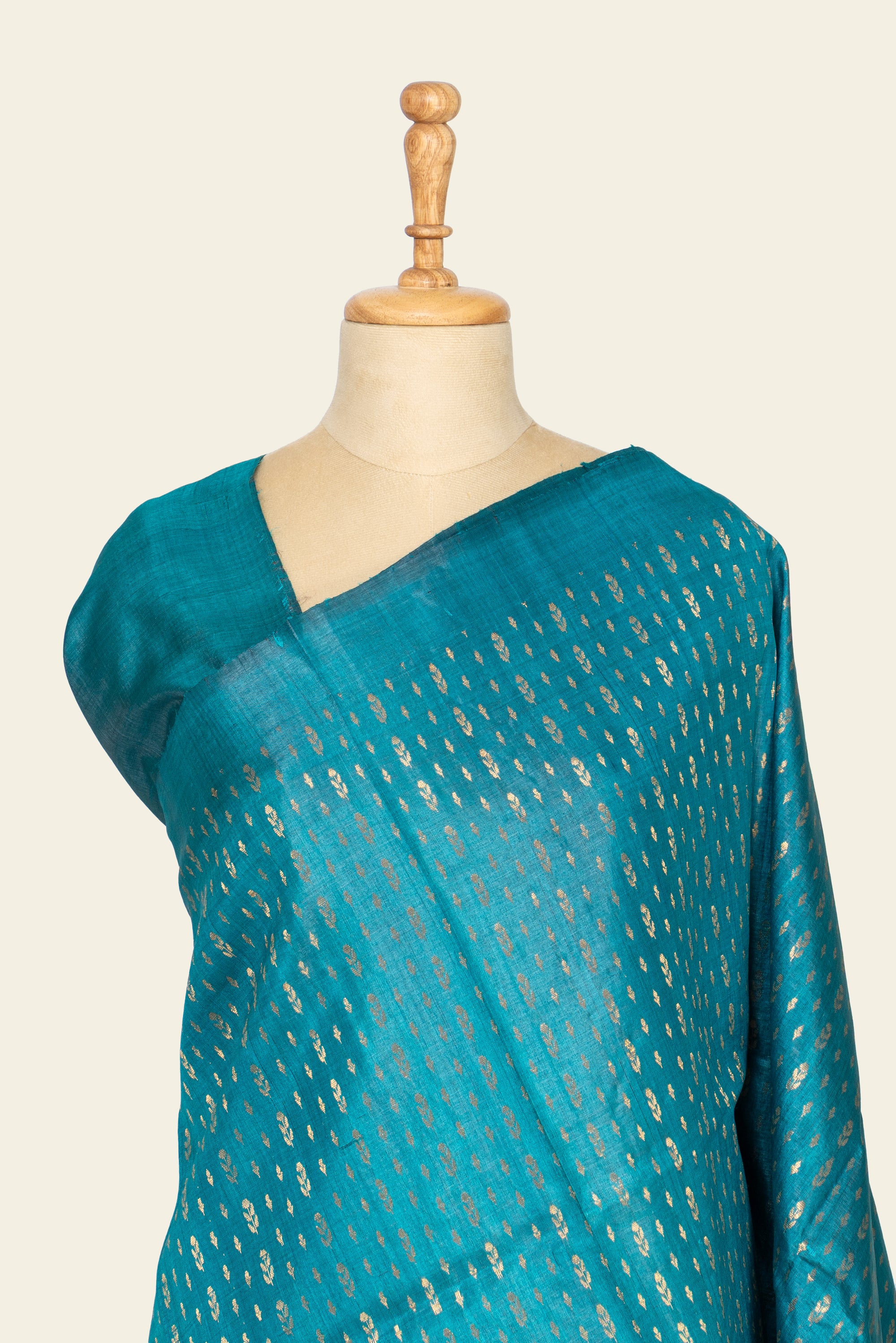 Turquoise Blue Chhattisgarh Pure Tussar Silk Saree