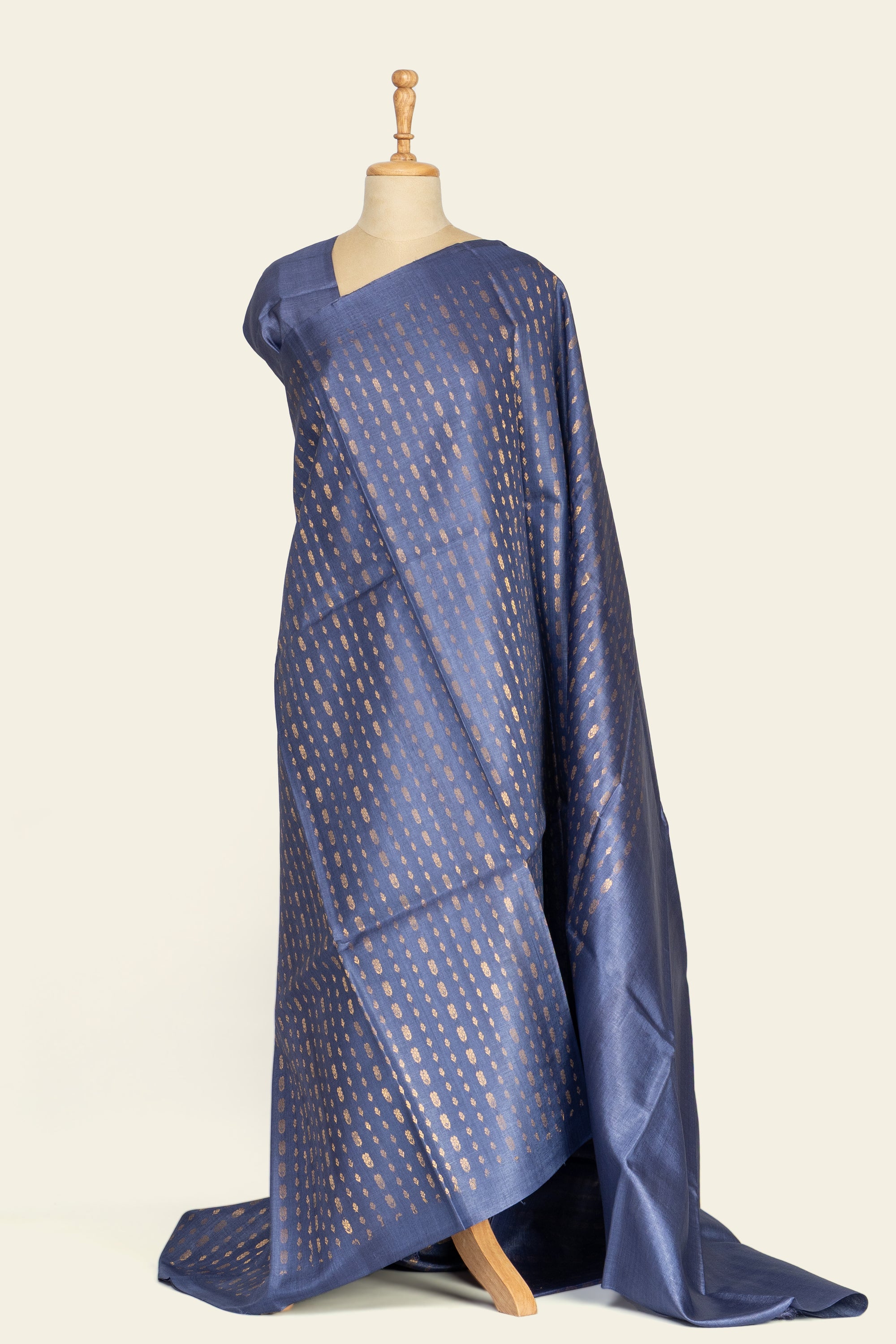 Ink Blue Chhattisgarh Pure Tussar Silk Saree