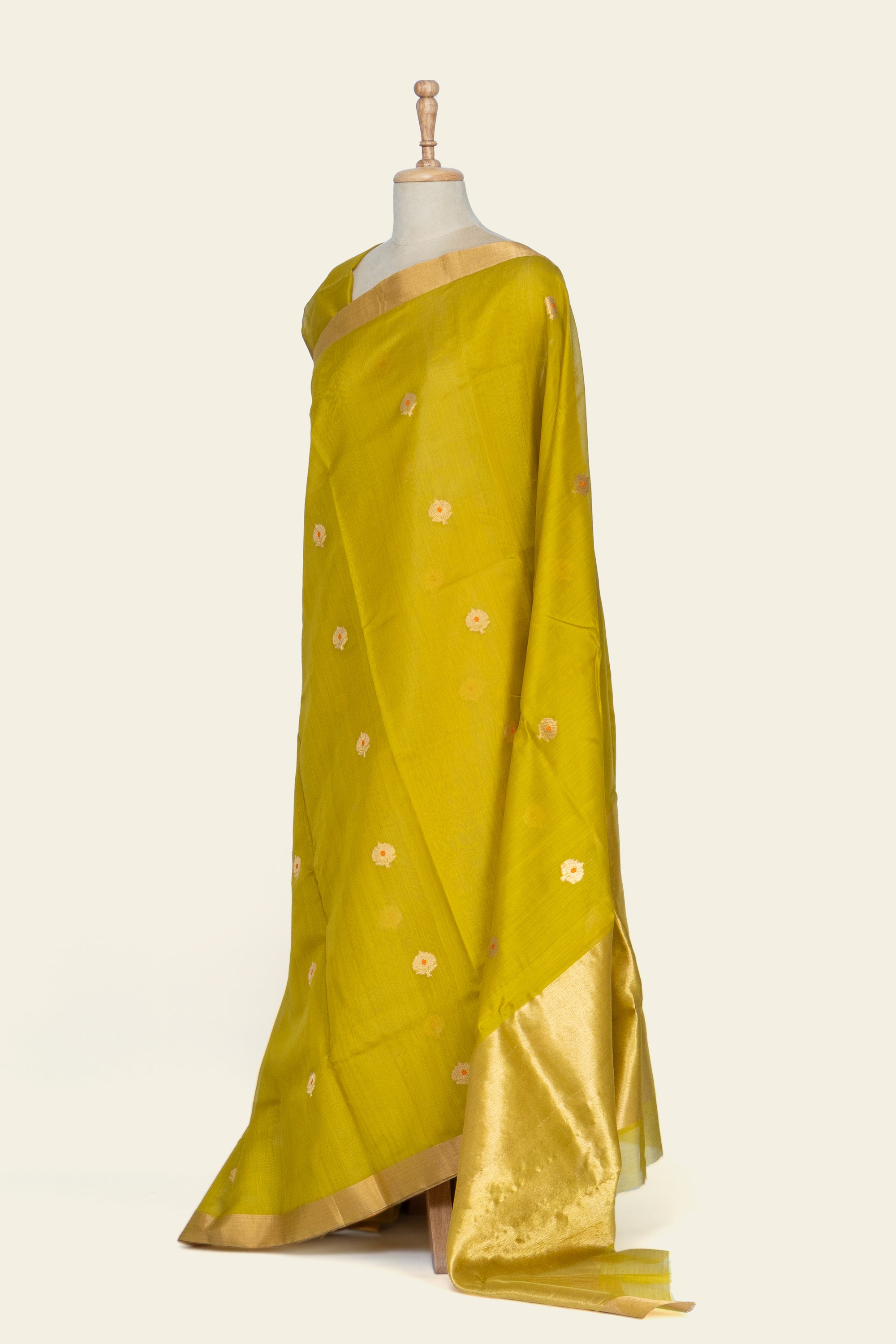 Mehendi Green Chanderi Silk Cotton Saree