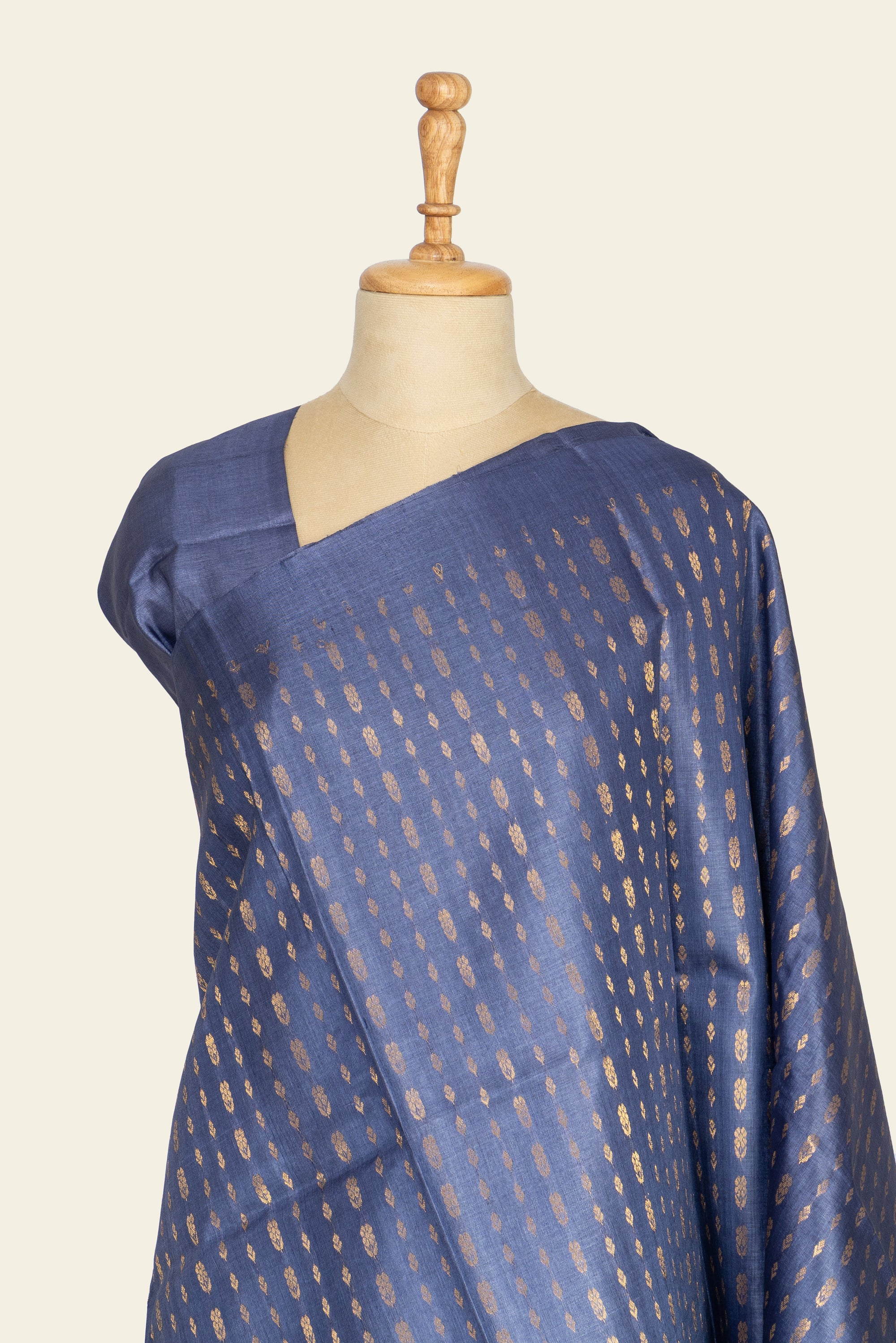 Ink Blue Chhattisgarh Pure Tussar Silk Saree
