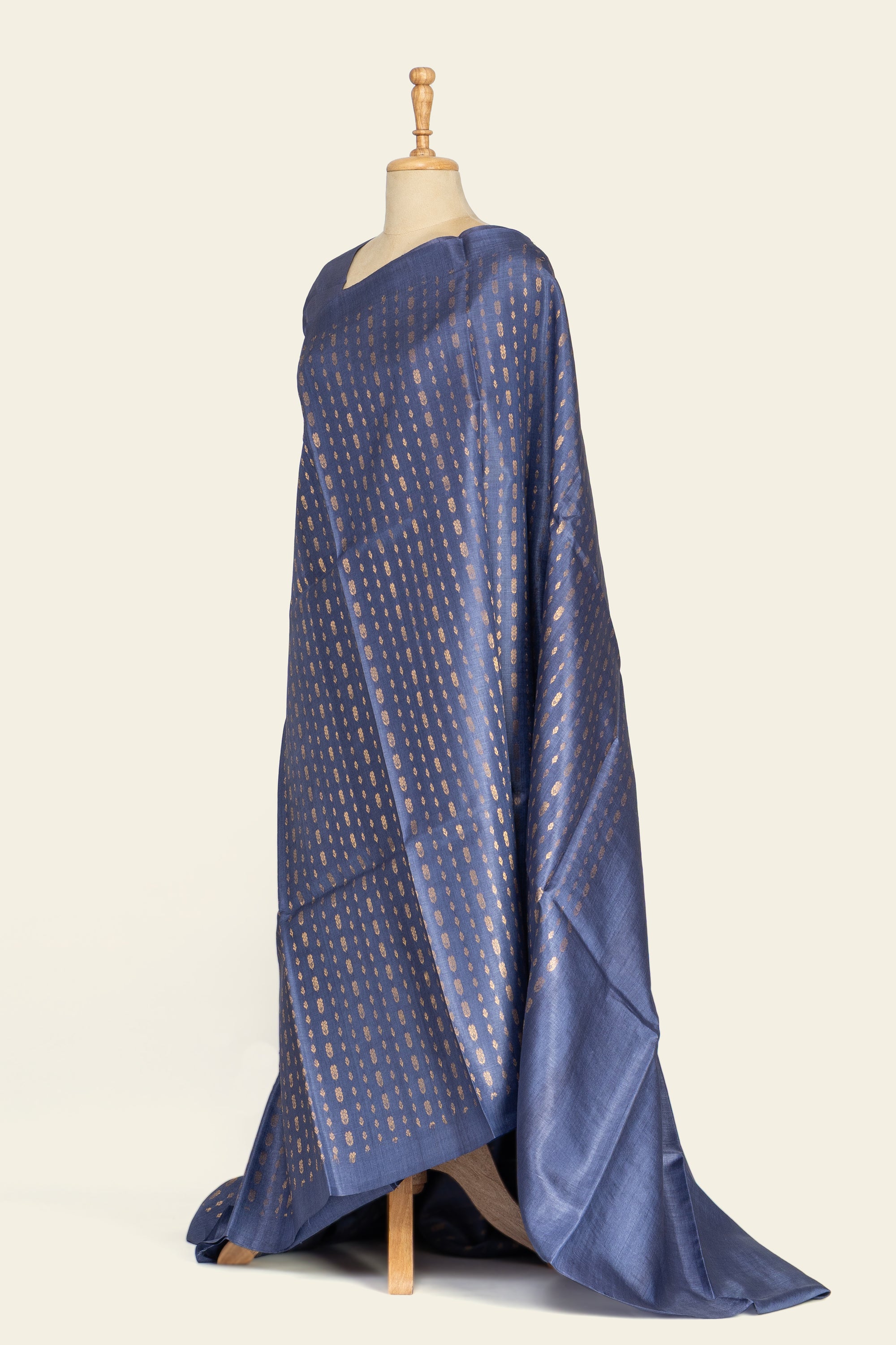 Ink Blue Chhattisgarh Pure Tussar Silk Saree