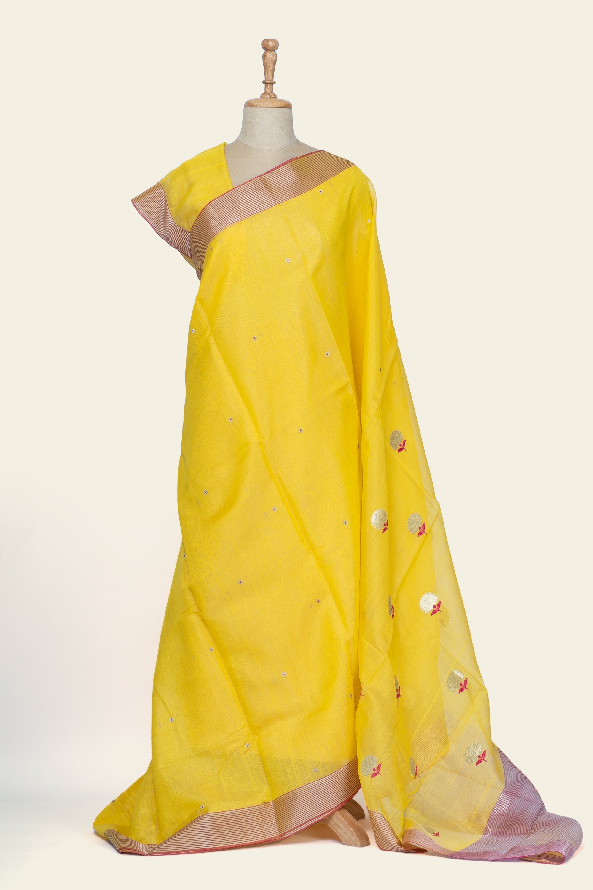 Yellow Chanderi Silk Cotton Saree