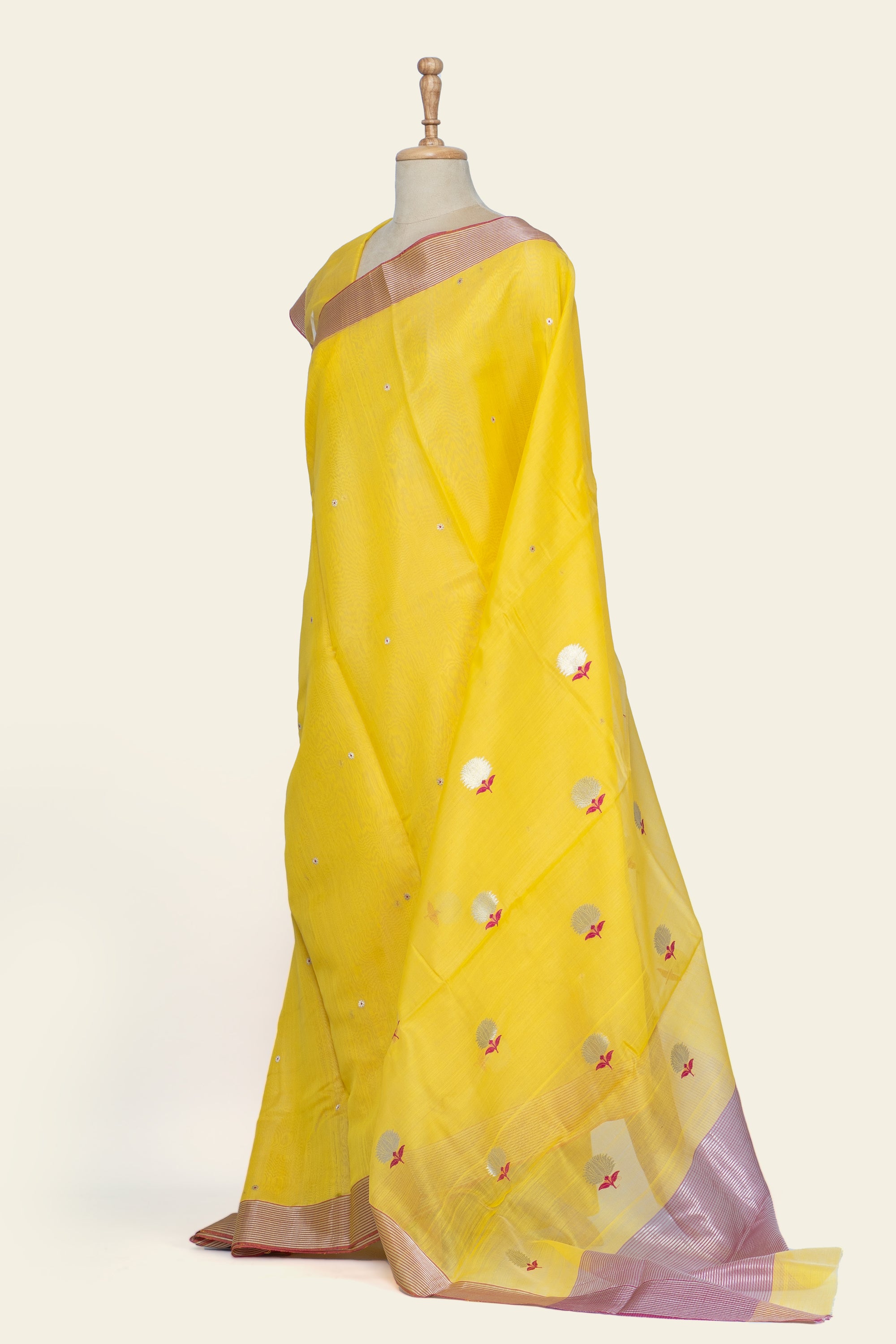 Yellow Chanderi Silk Cotton Saree