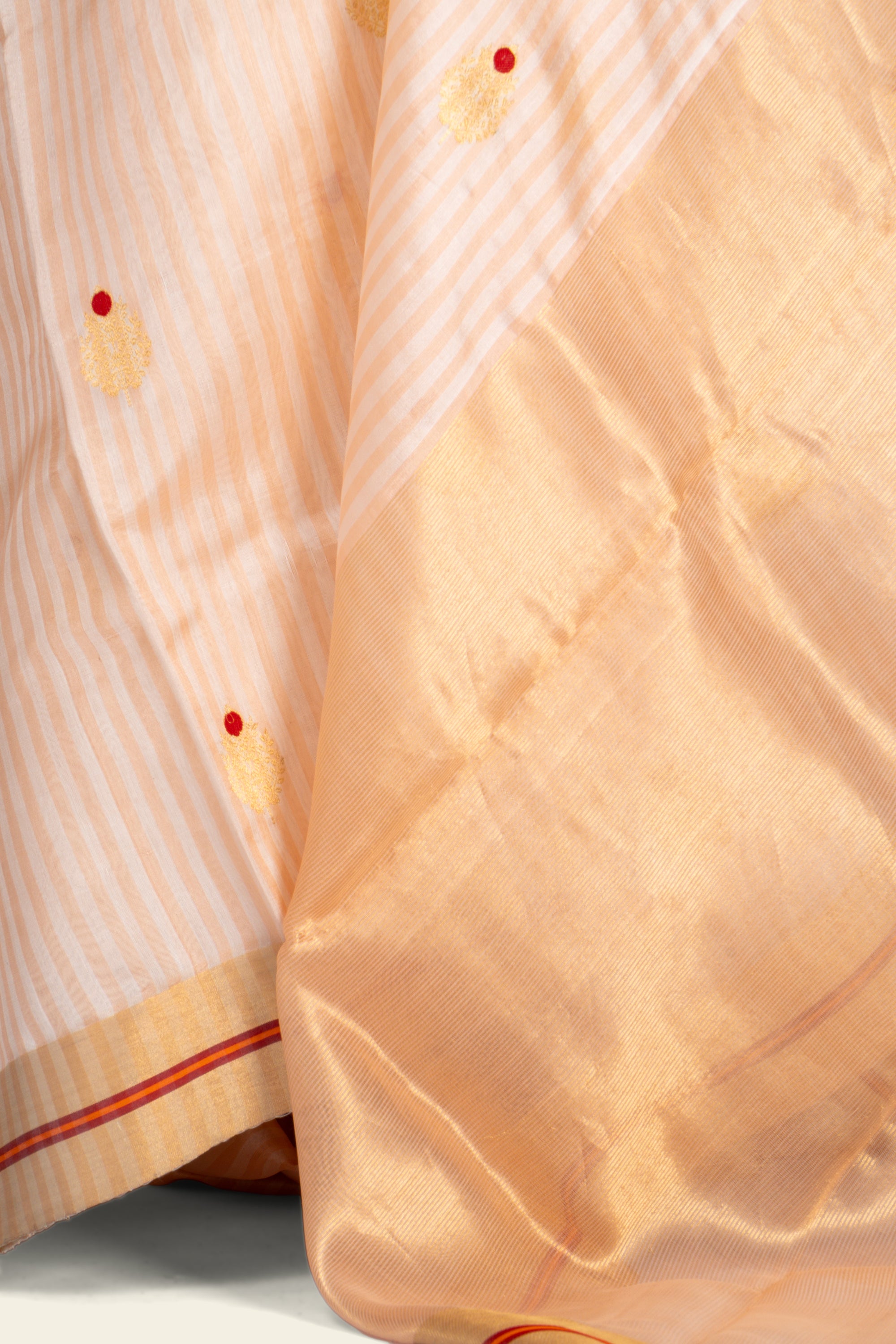 Peach Stripe Chanderi  Silk Saree