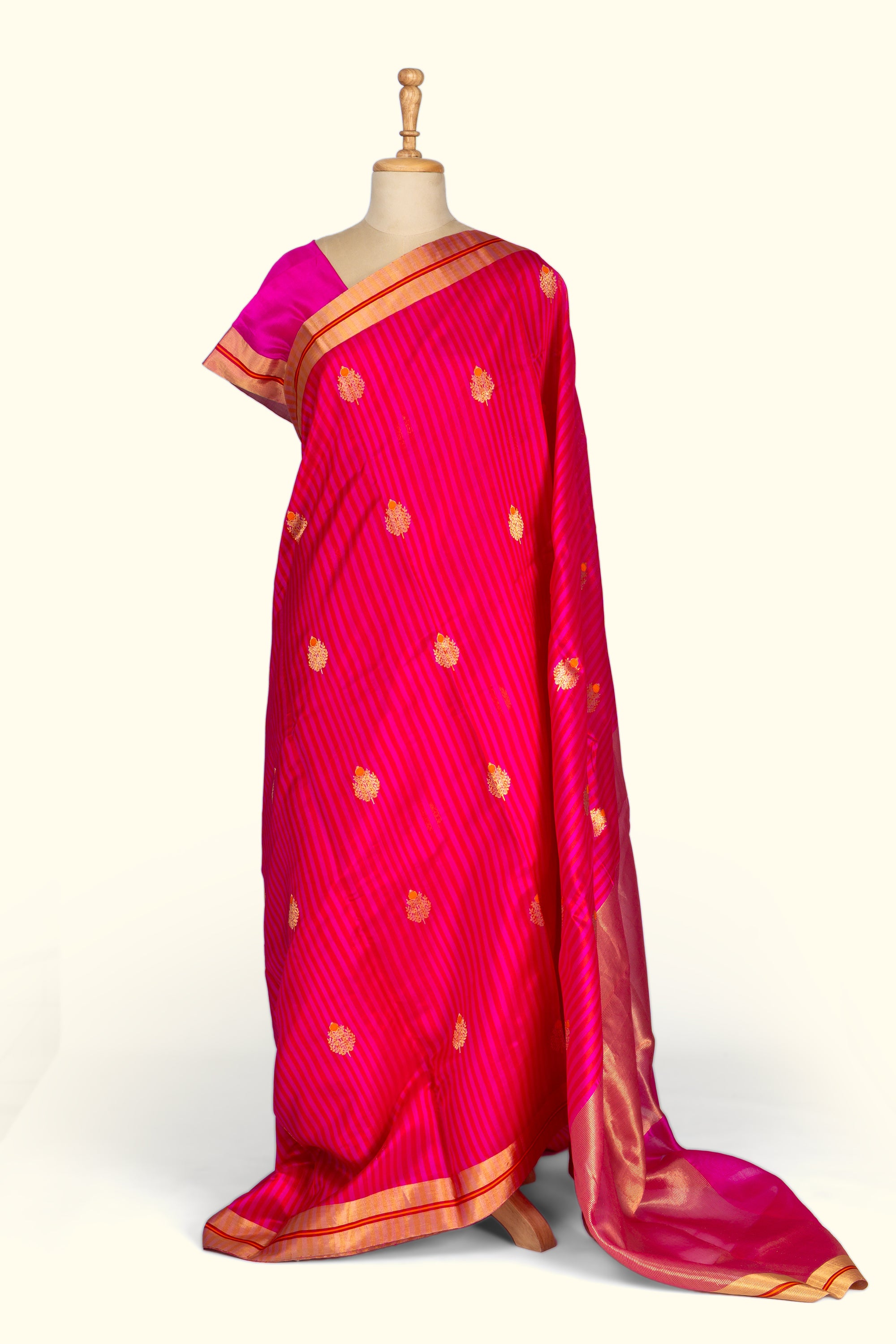 Pink Stripe Chanderi  Silk Saree