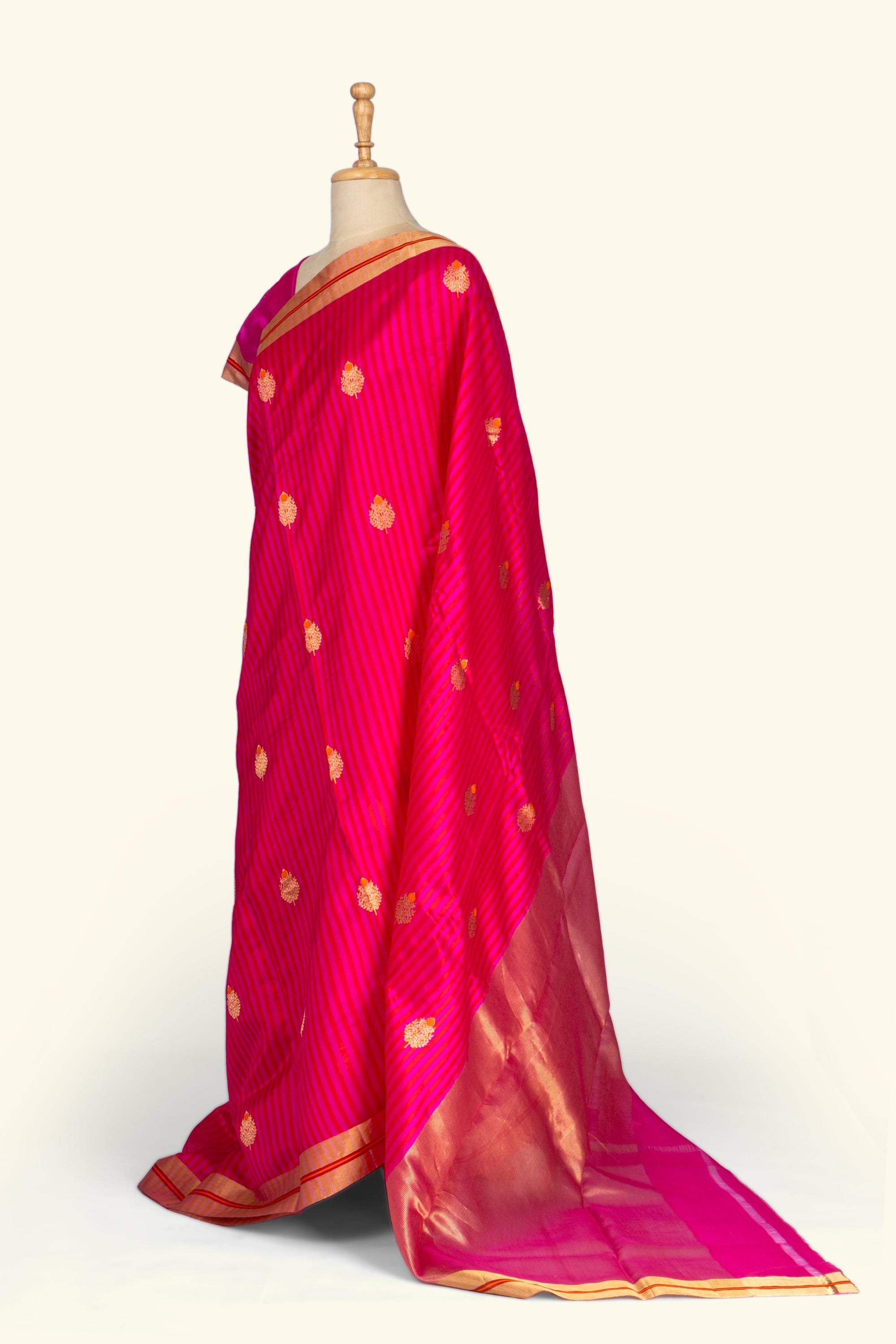 Pink Stripe Chanderi  Silk Saree