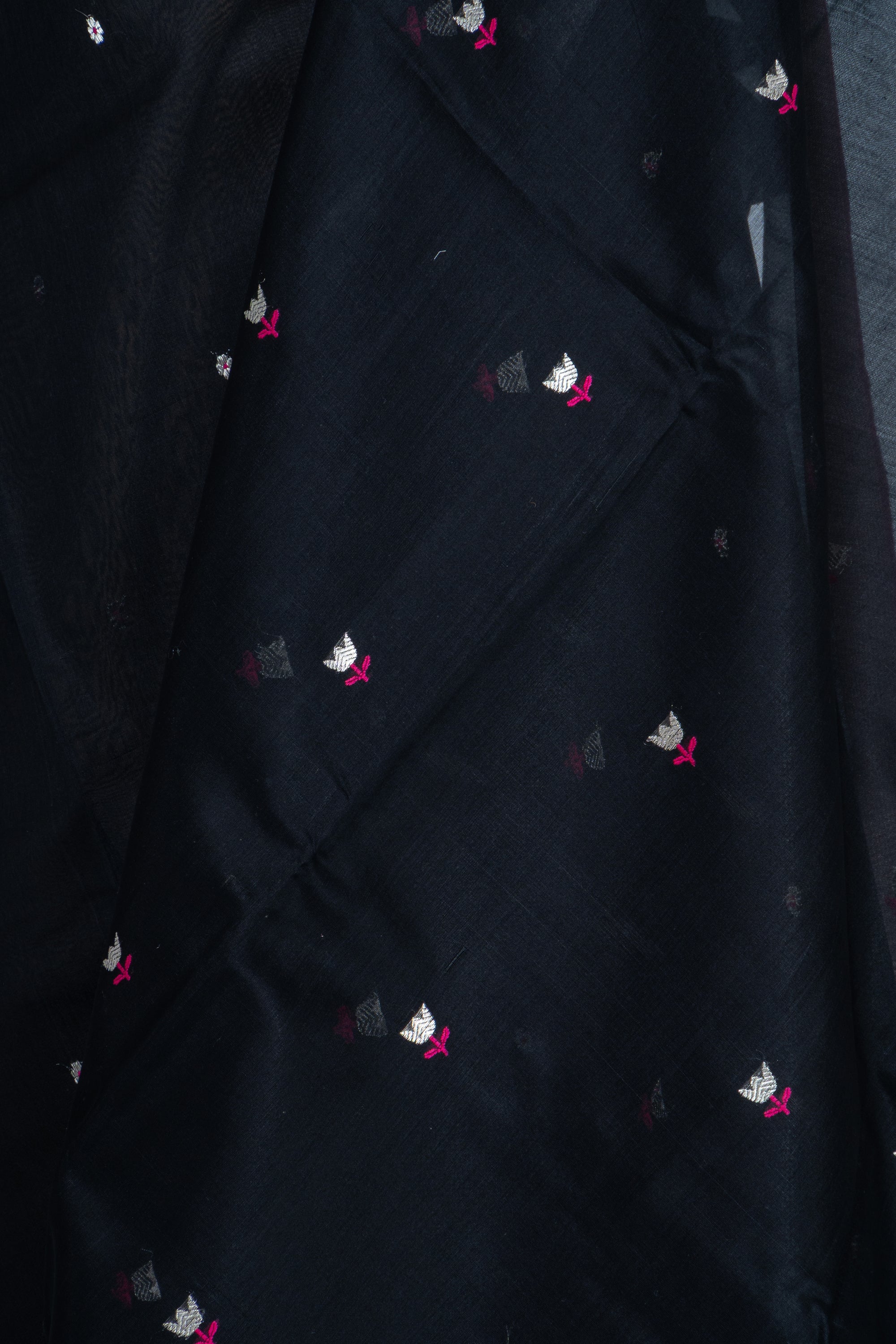 Black Chanderi Silk Cotton Saree