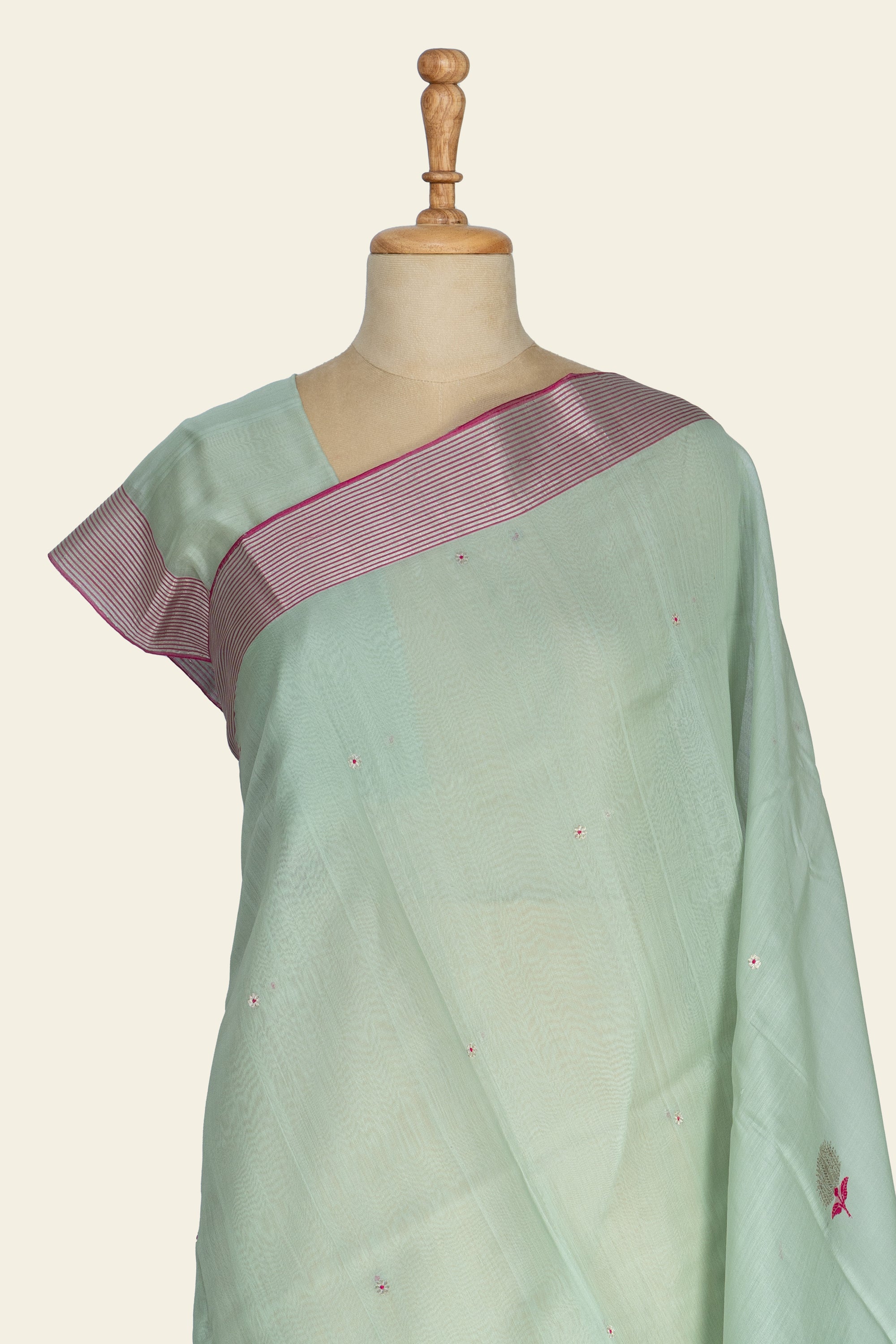 Aqua Green Chanderi Silk Cotton Saree