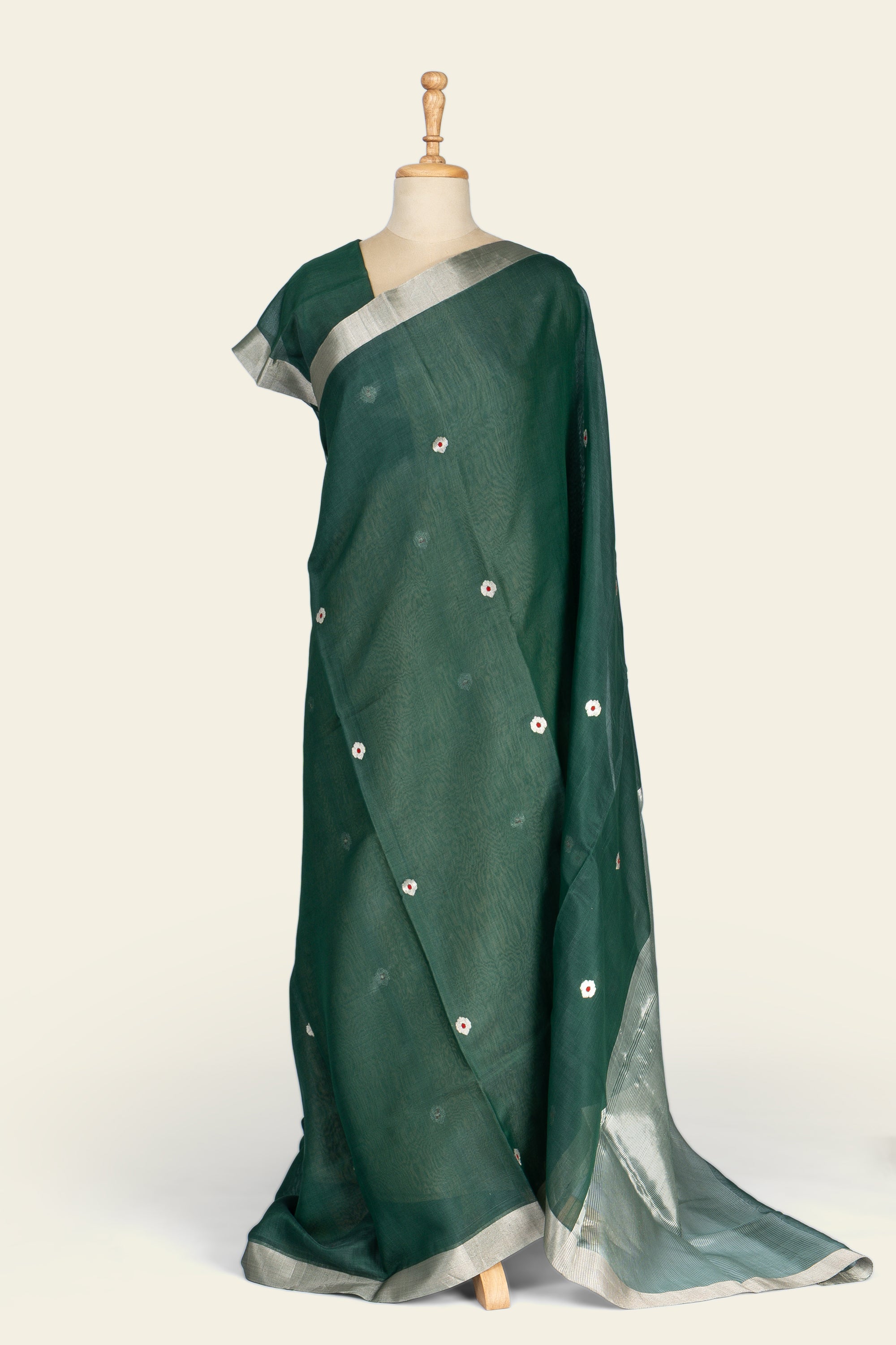 Leafy Green Chanderi Silk Cotton Saree
