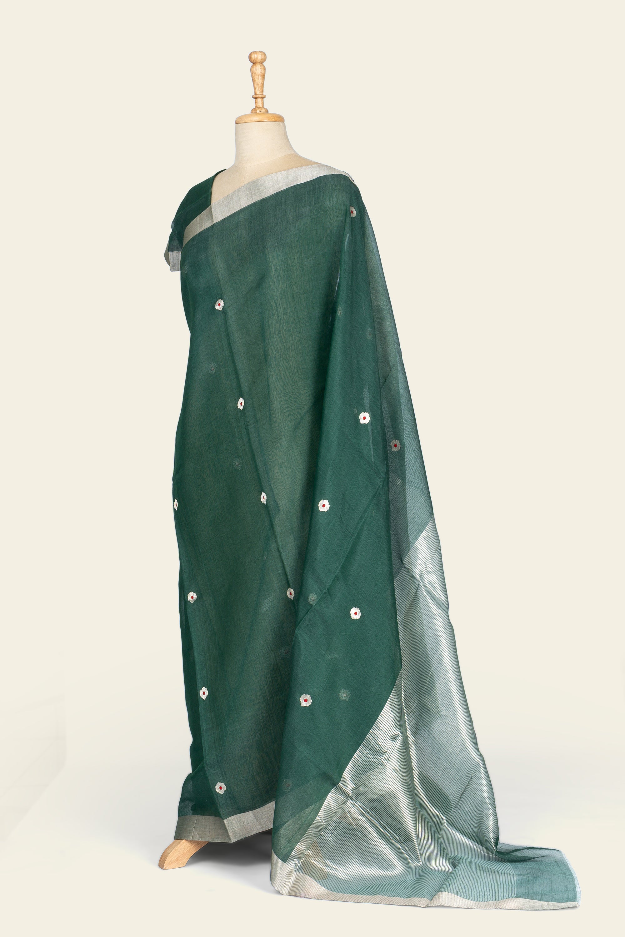 Leafy Green Chanderi Silk Cotton Saree