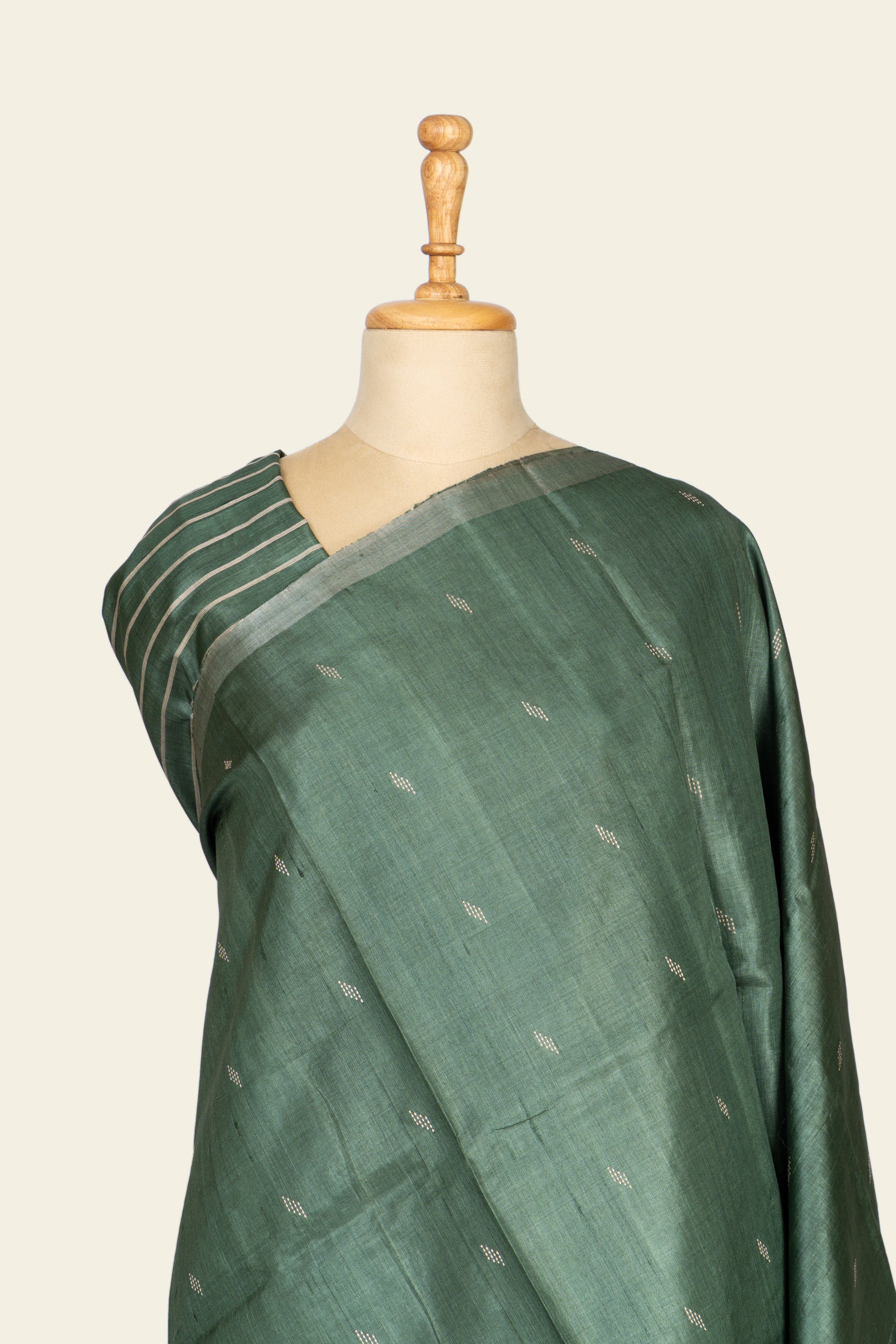 Earthy Green Chhattisgarh Pure Tussar Silk Saree