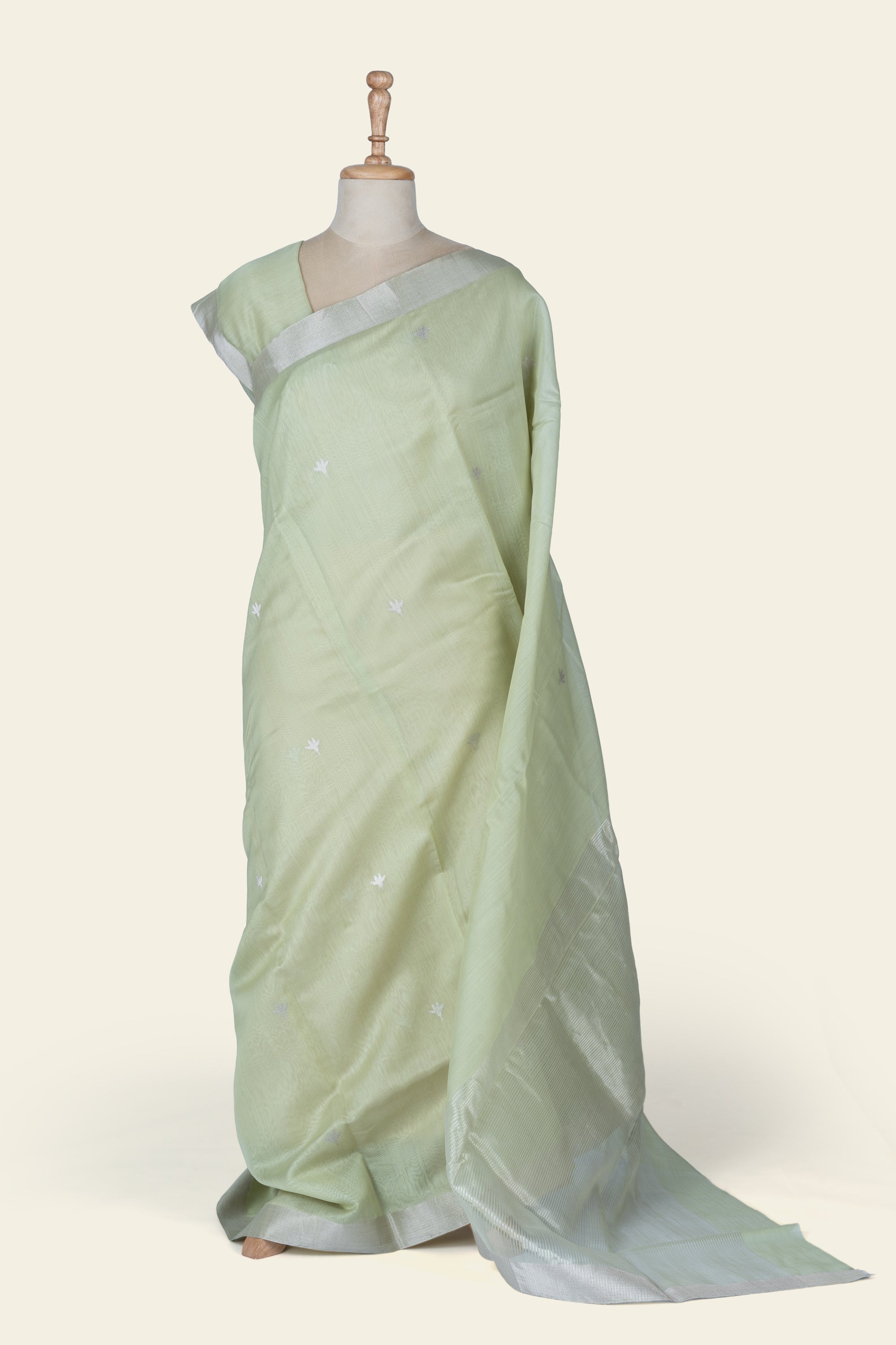 Mint Green Chanderi Silk Cotton Saree