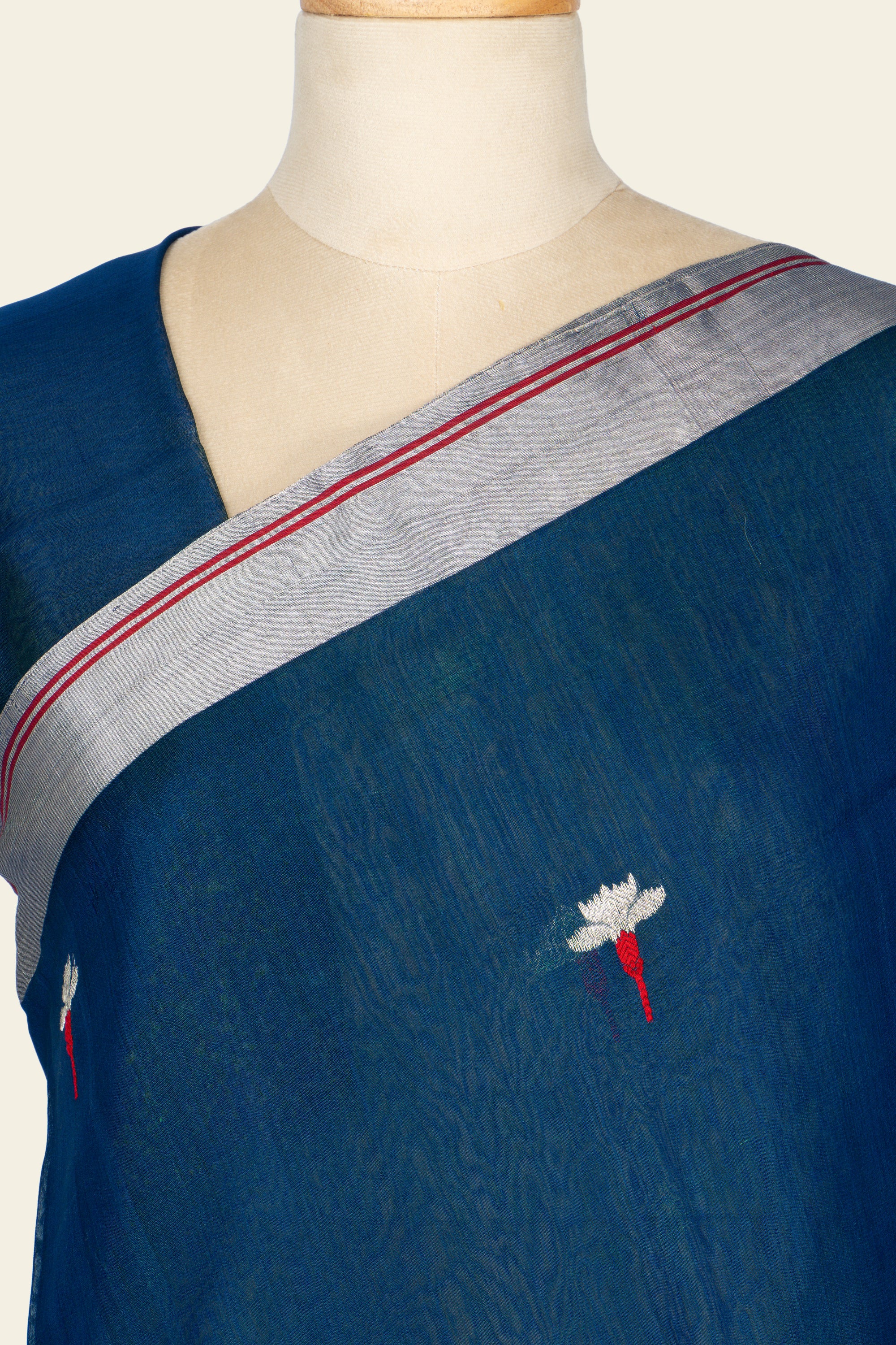 Peacock Blue Chanderi Silk Cotton Saree