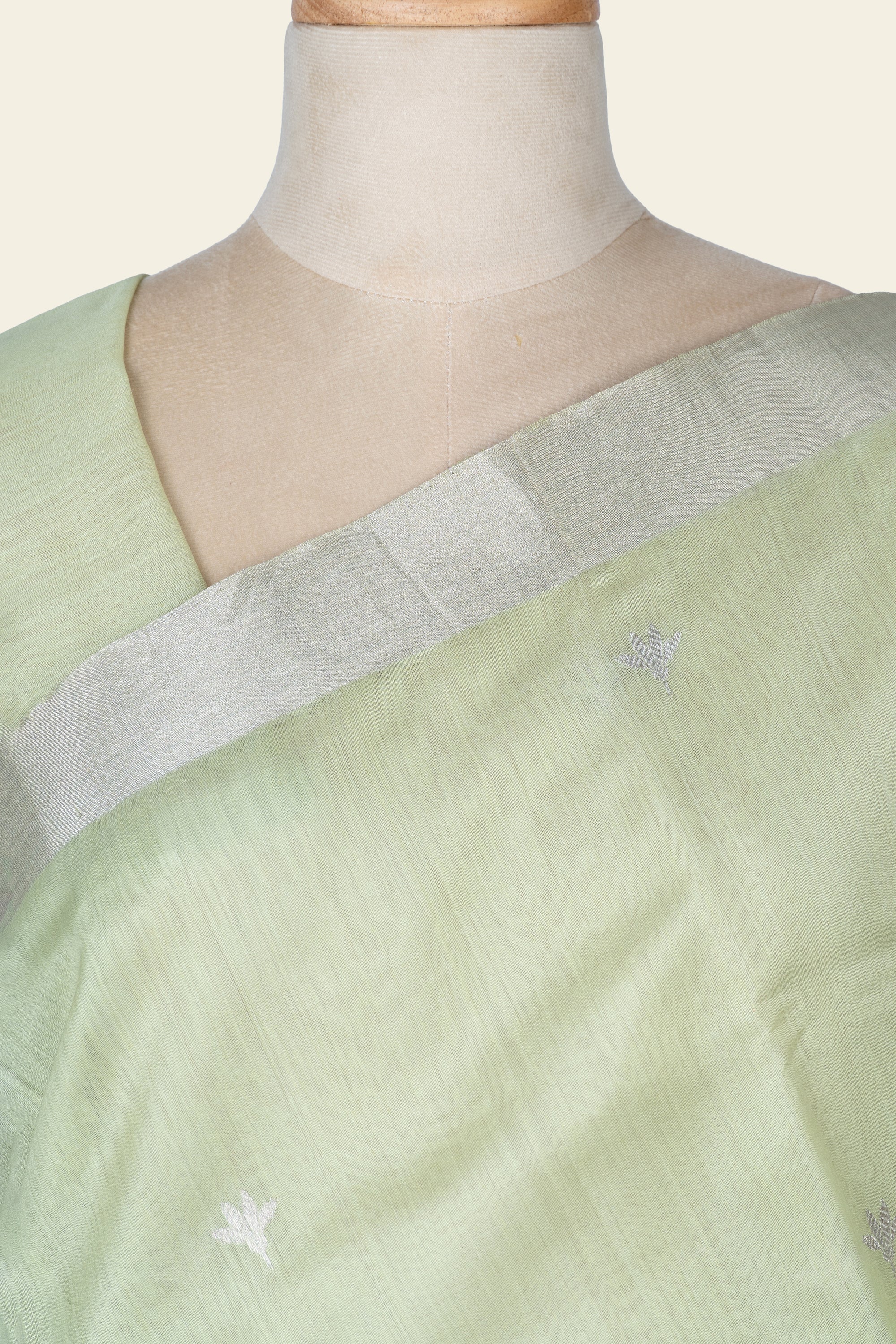 Mint Green Chanderi Silk Cotton Saree