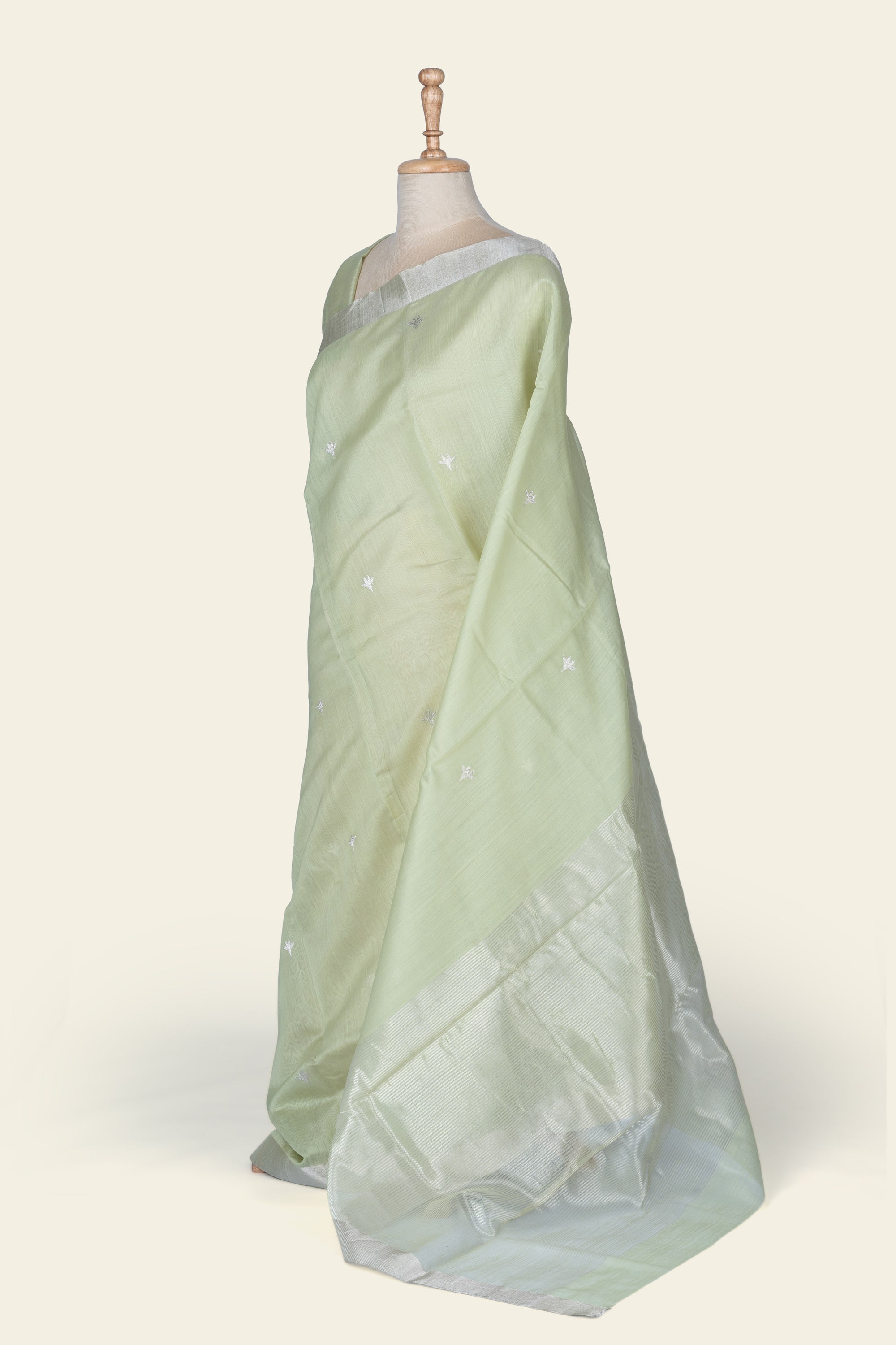 Mint Green Chanderi Silk Cotton Saree