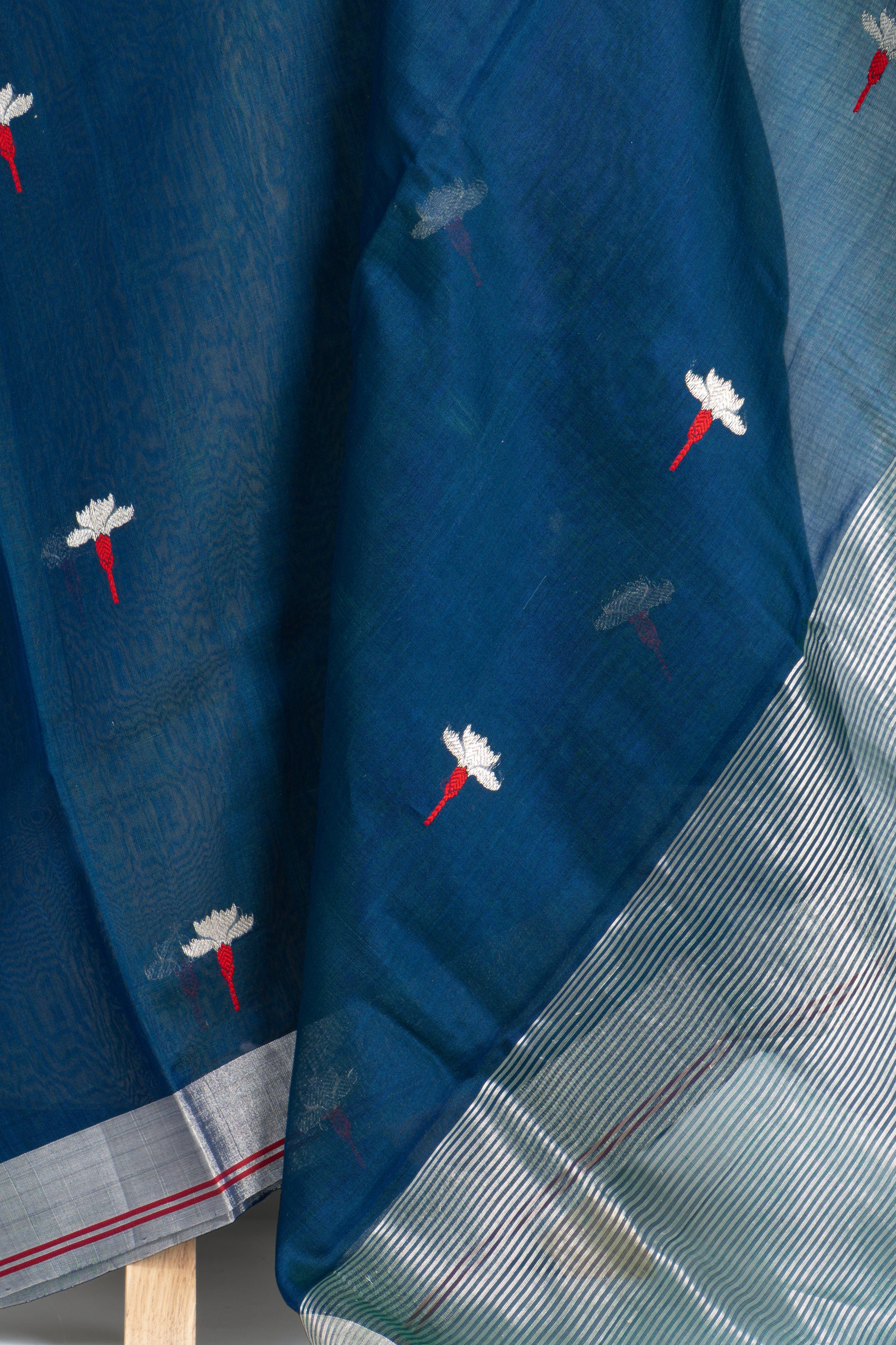 Peacock Blue Chanderi Silk Cotton Saree