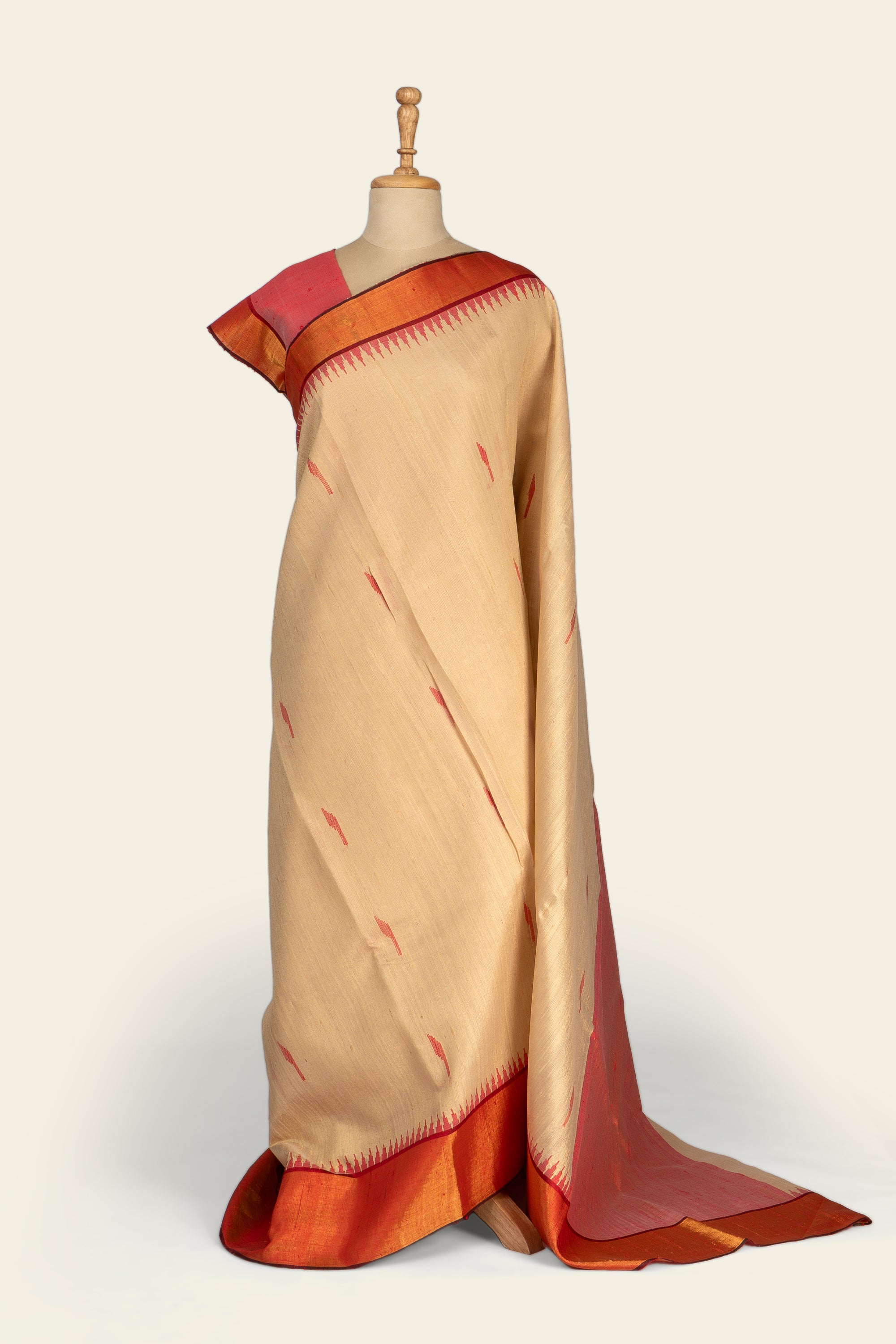 Beige Chhattisgarh Raw Silk Saree