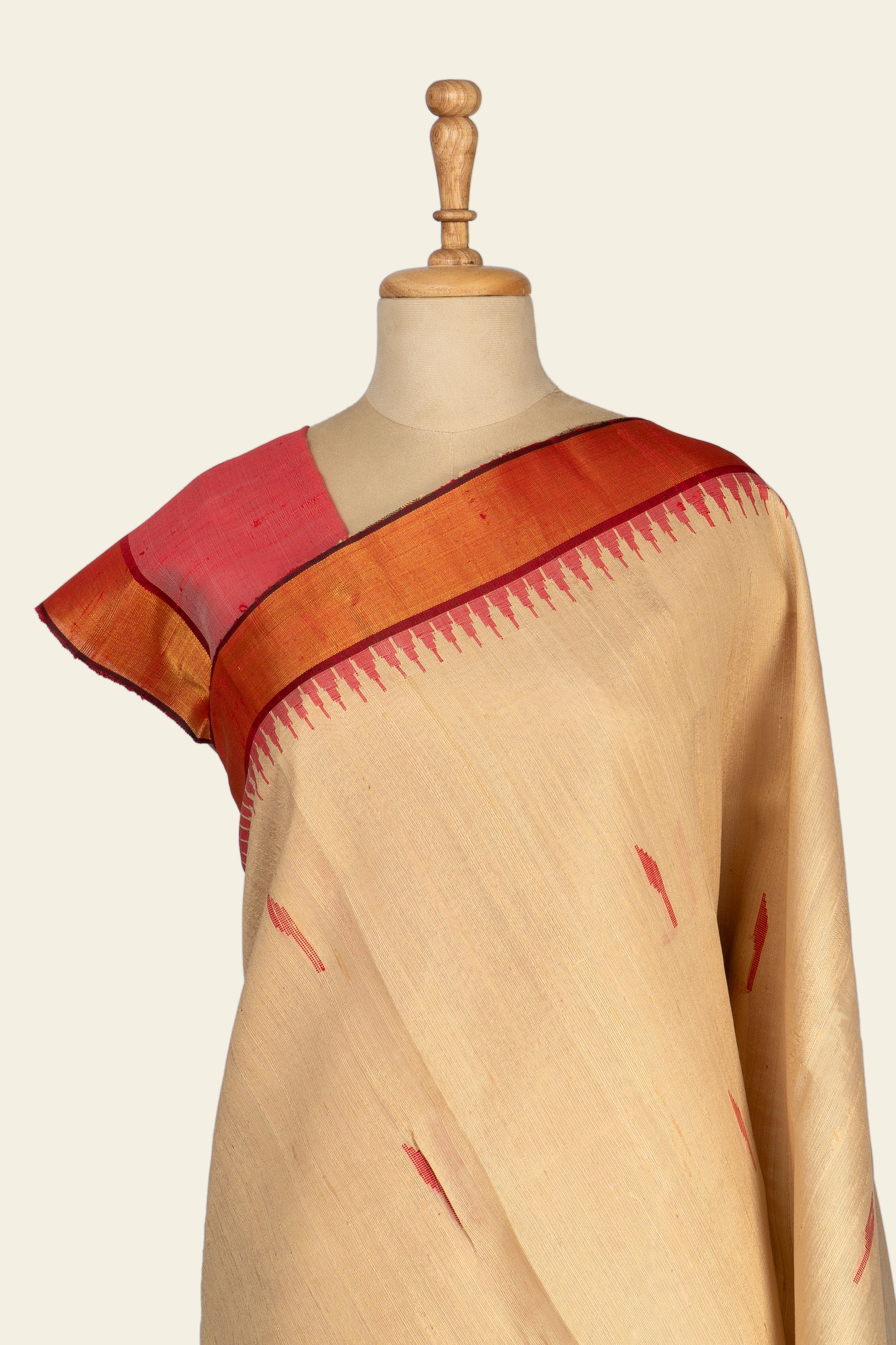 Beige Chhattisgarh Raw Silk Saree