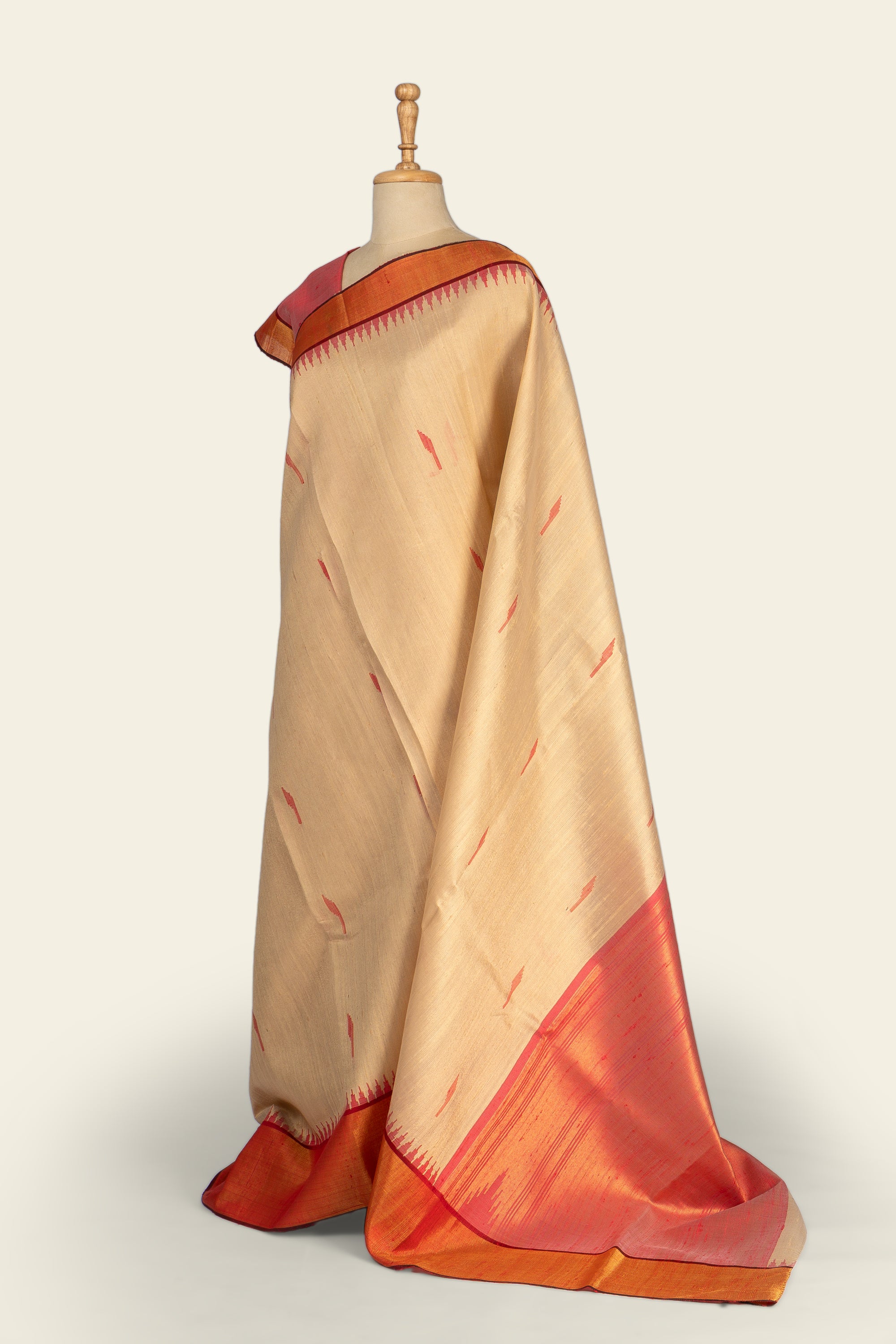 Beige Chhattisgarh Raw Silk Saree