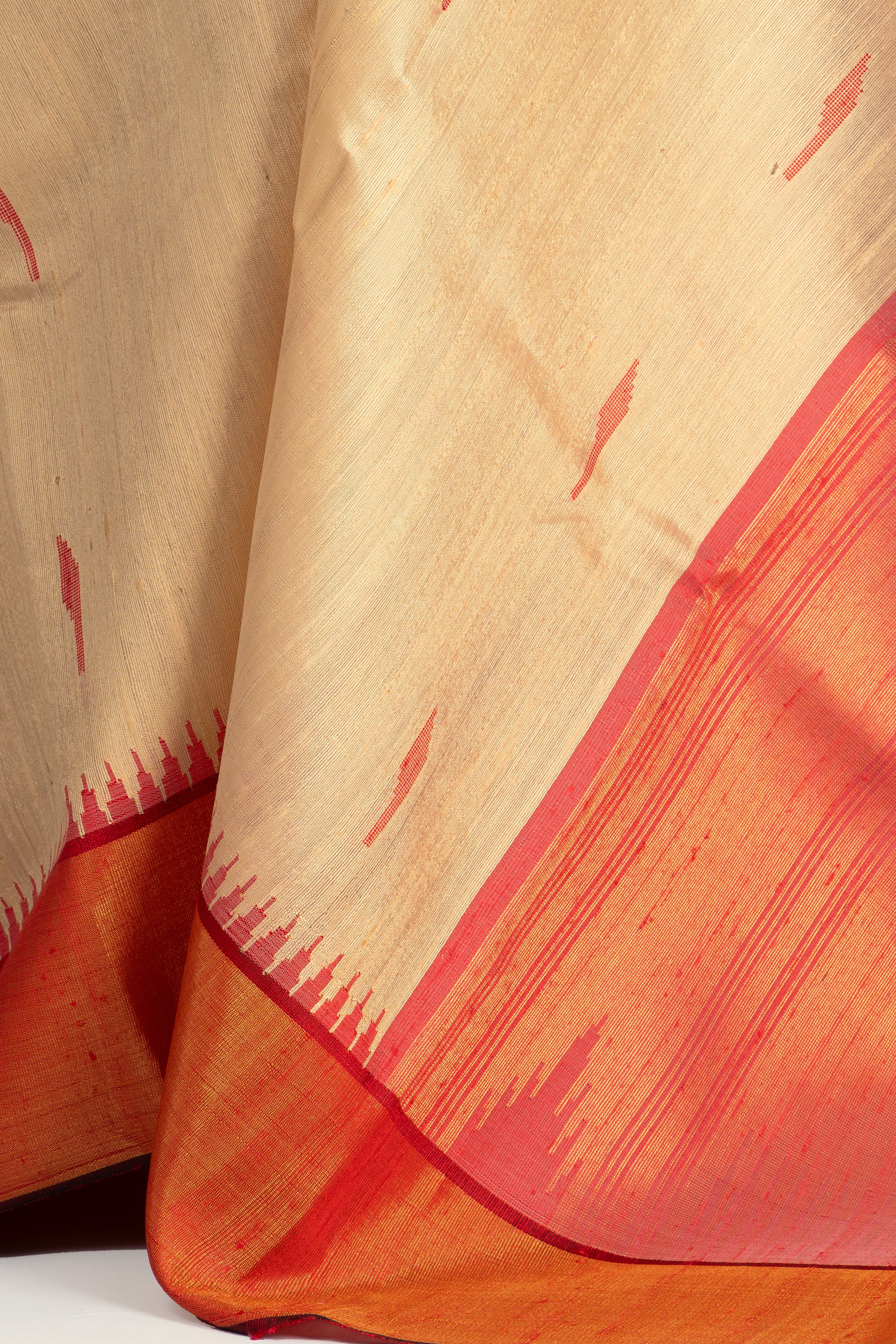 Beige Chhattisgarh Raw Silk Saree