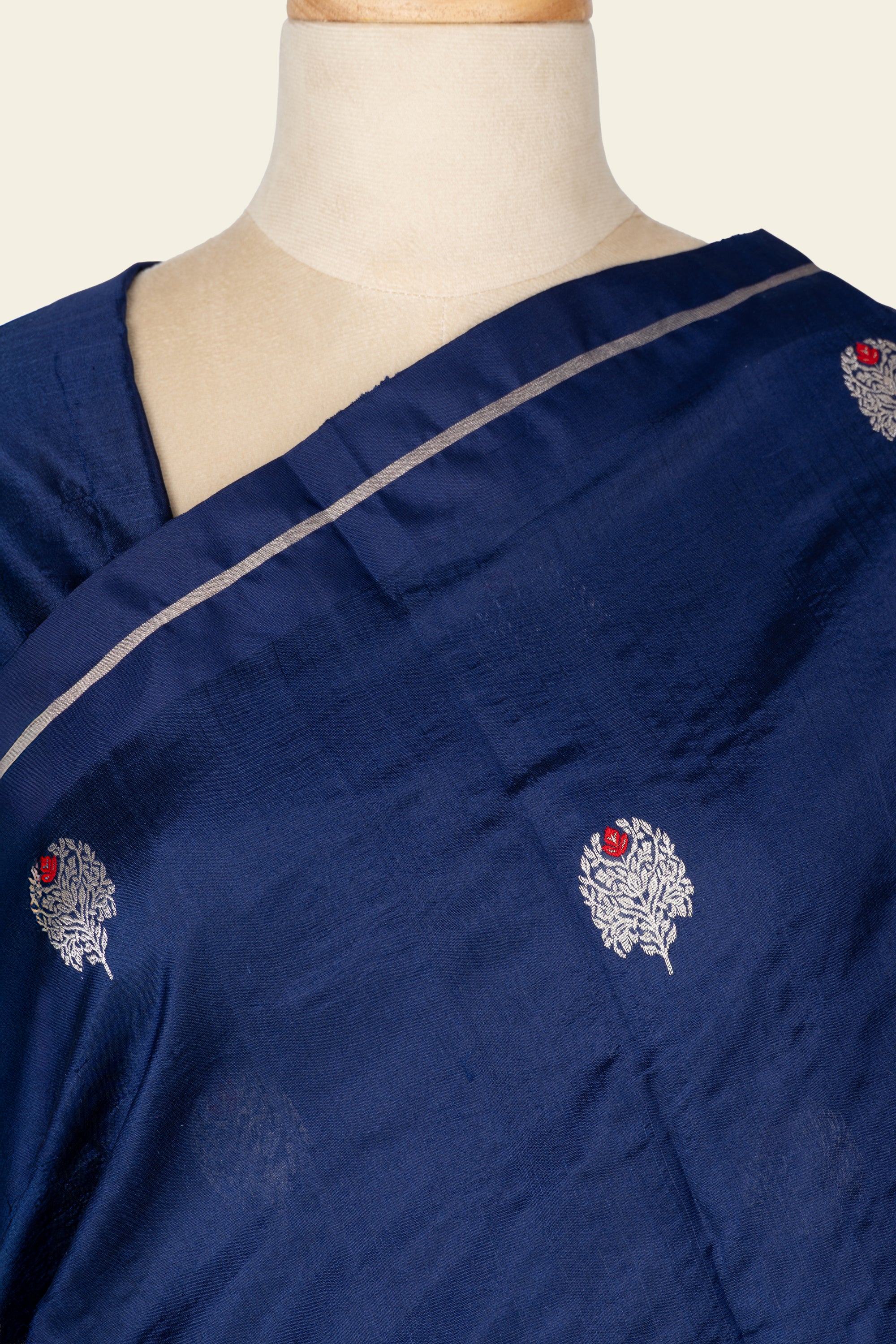 Navy Blue Chanderi Silk Saree