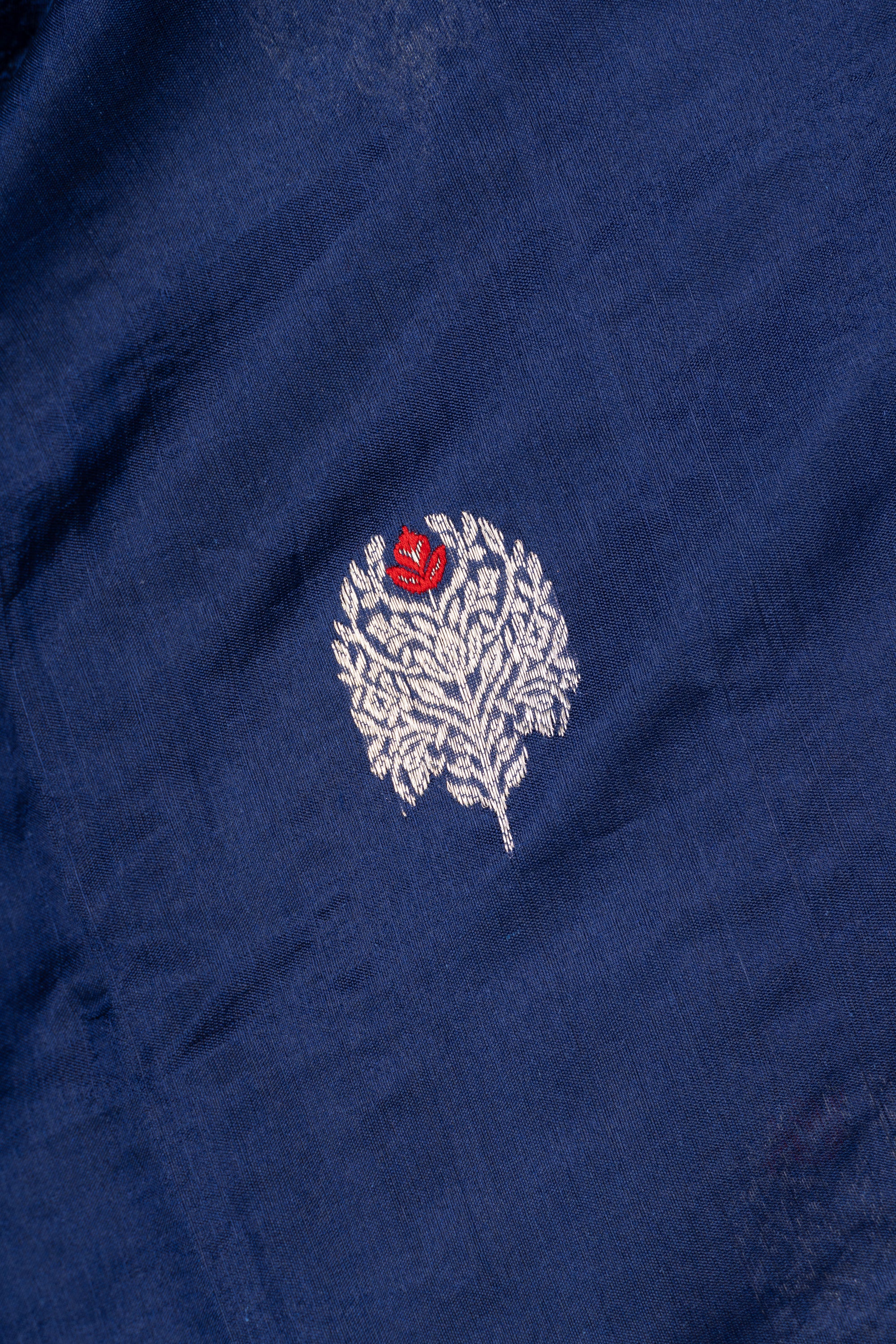 Navy Blue Chanderi Silk Saree