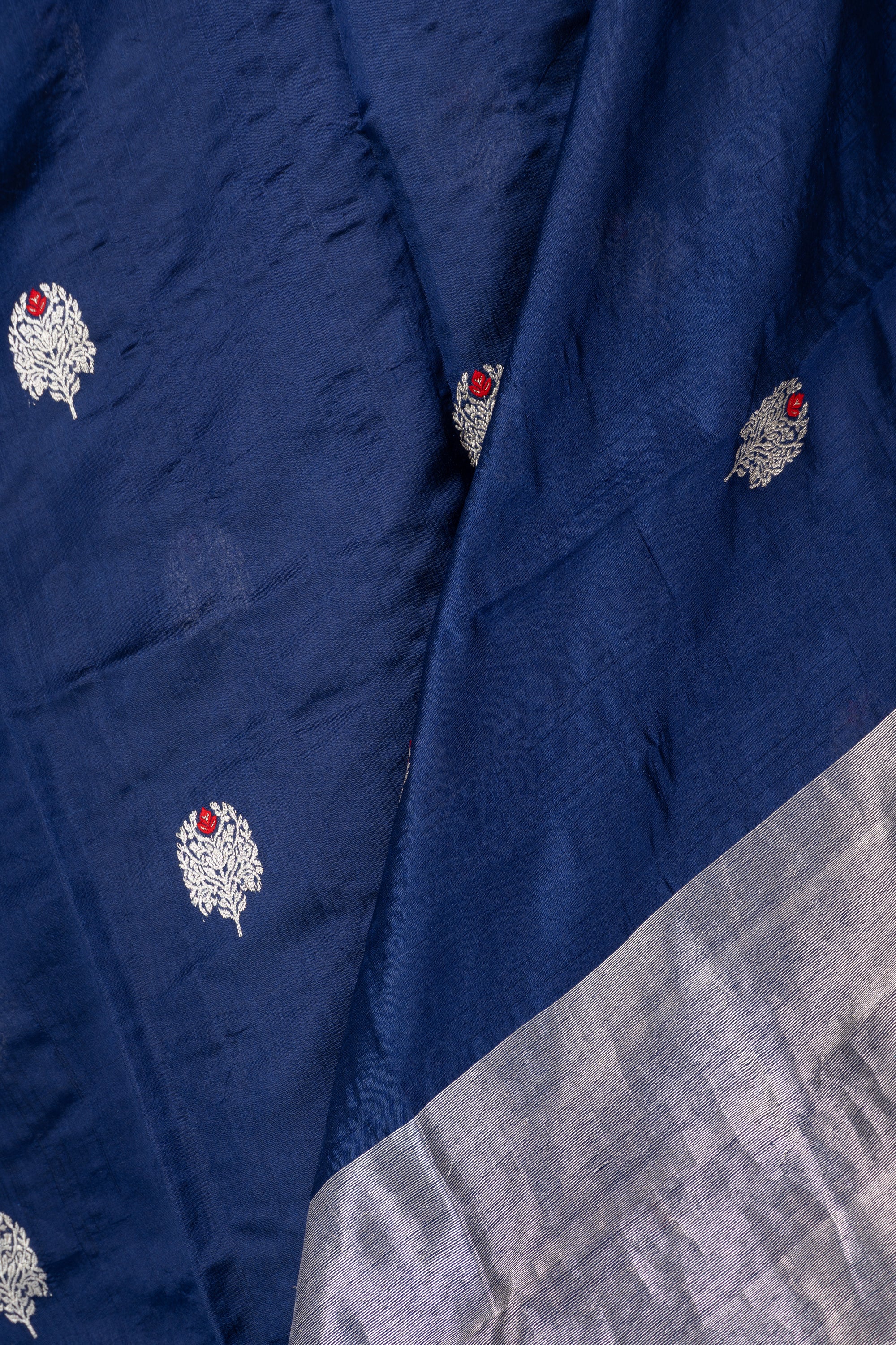 Navy Blue Chanderi Silk Saree